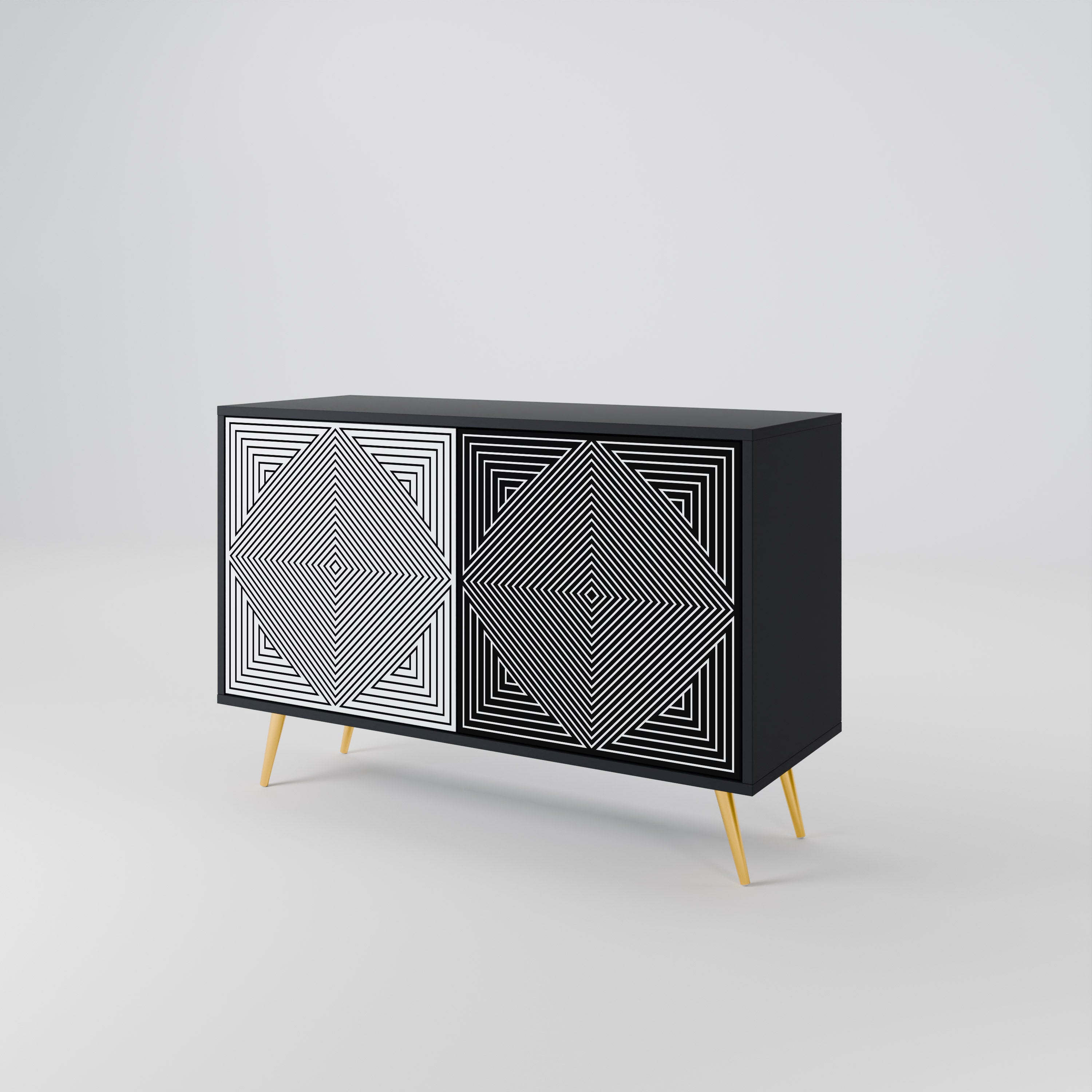 POLYGON ILLUSION 2-Door Sideboard in Black Finish