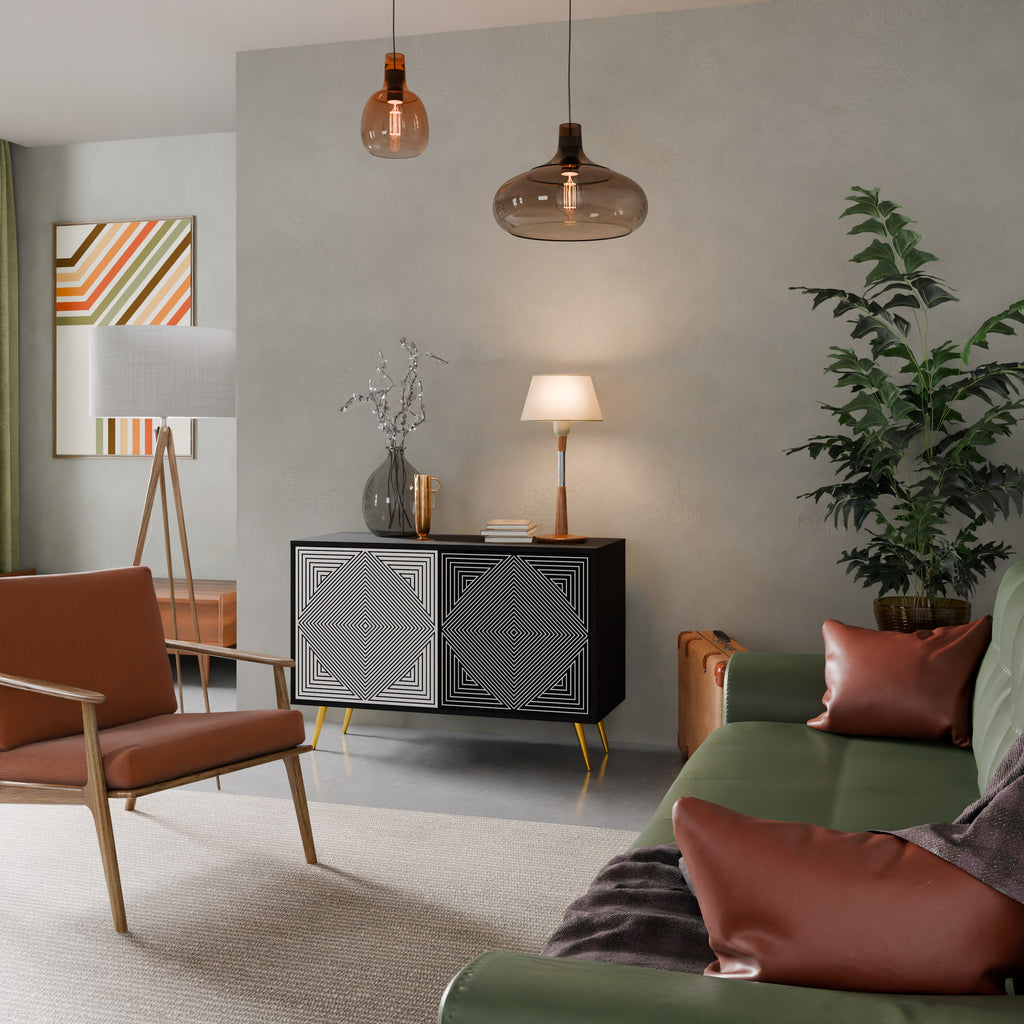 POLYGON ILLUSION 2-Door Sideboard in Black Finish