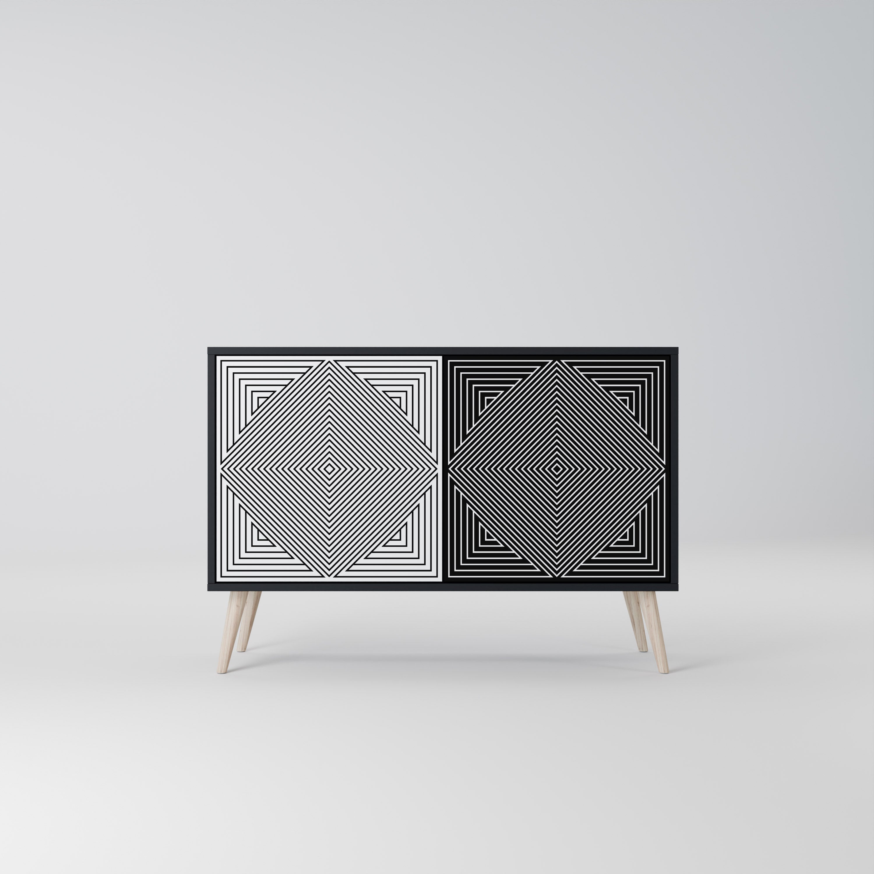 POLYGON ILLUSION 2-Door Sideboard in Black Finish