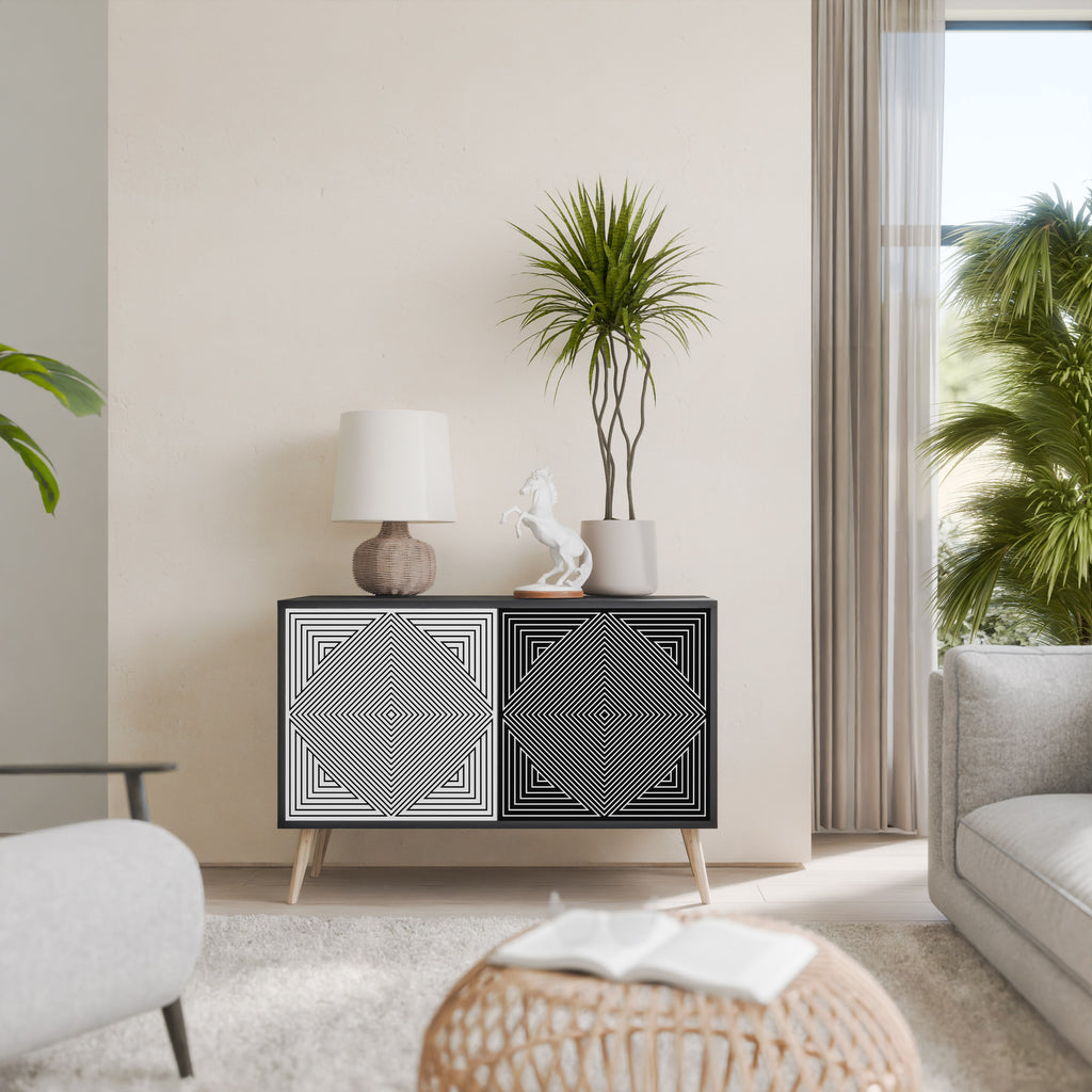 POLYGON ILLUSION 2-Door Sideboard in Black Finish