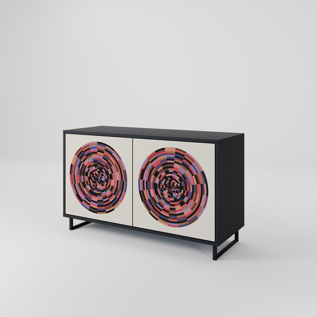 BROWN CIRCLES 2-Door Sideboard in Black Finish