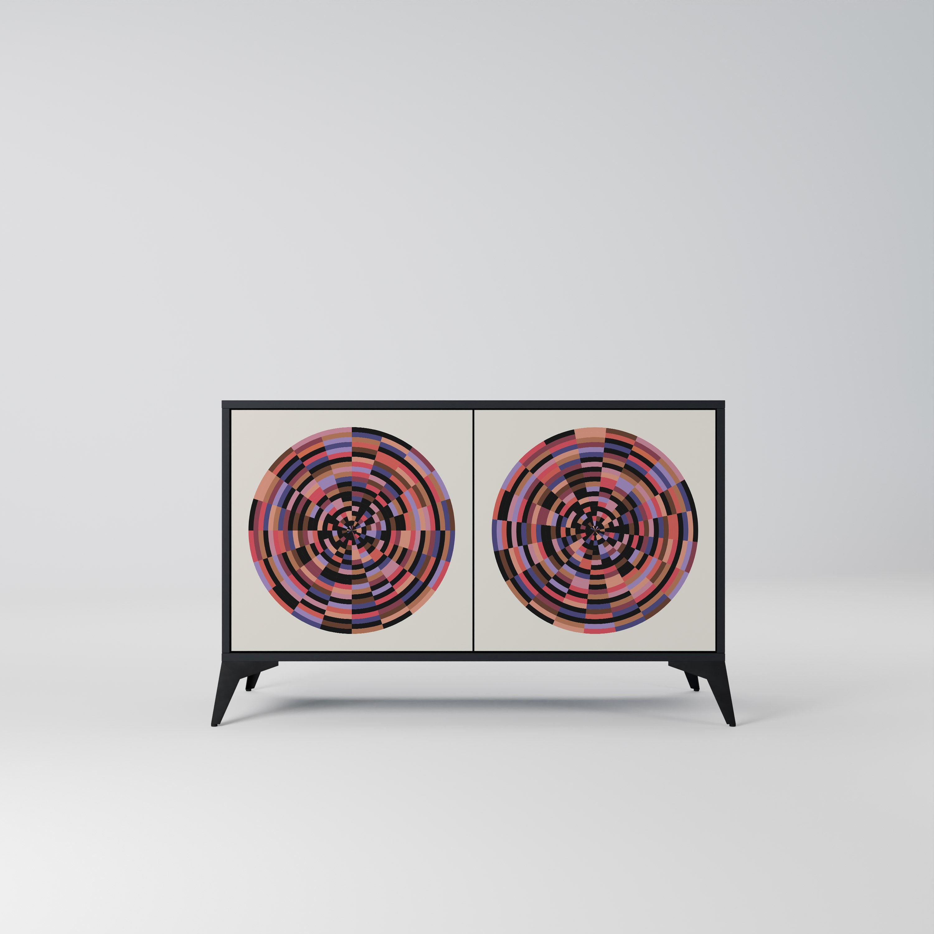 BROWN CIRCLES 2-Door Sideboard in Black Finish