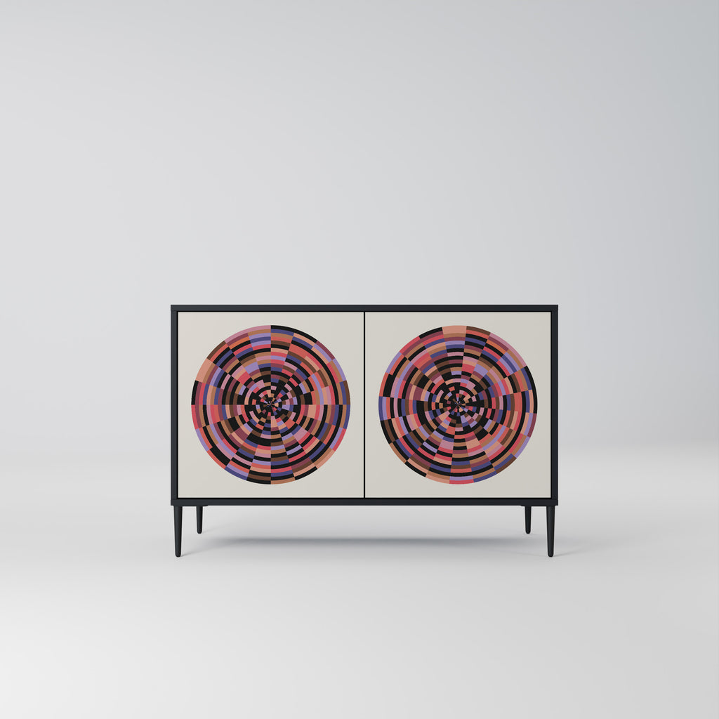 BROWN CIRCLES 2-Door Sideboard in Black Finish