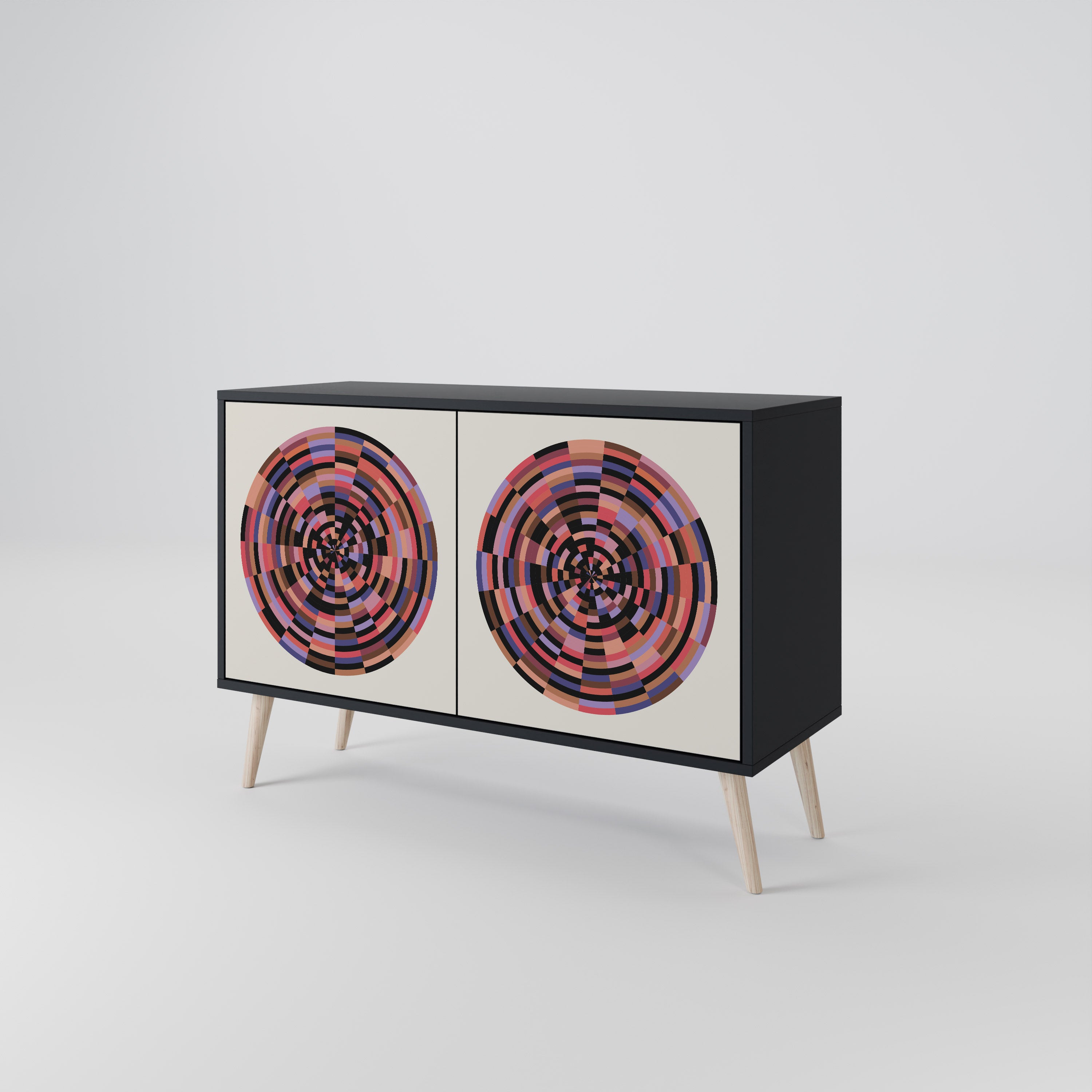 BROWN CIRCLES 2-Door Sideboard in Black Finish