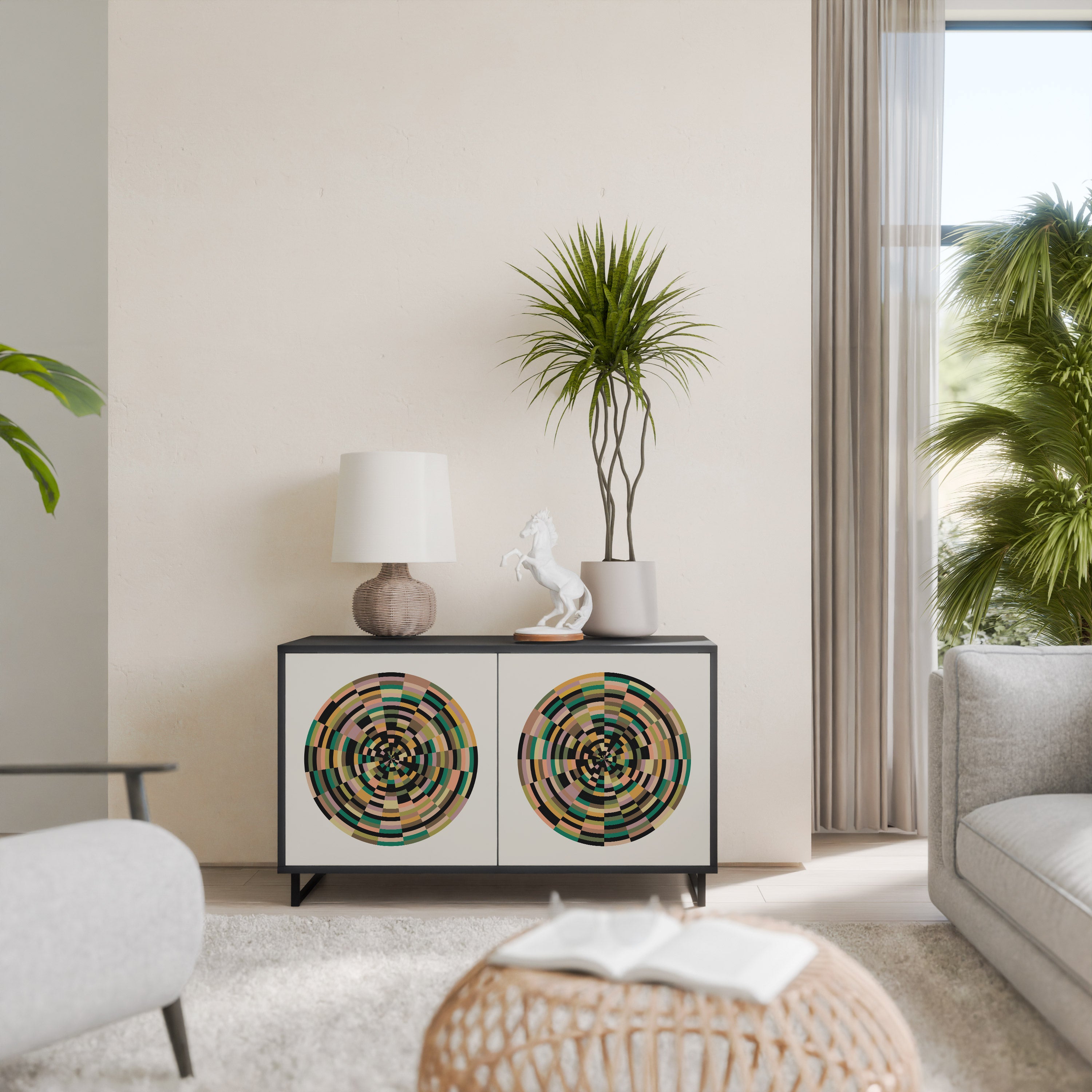 GREEN CIRCLES 2-Door Sideboard in Black Finish