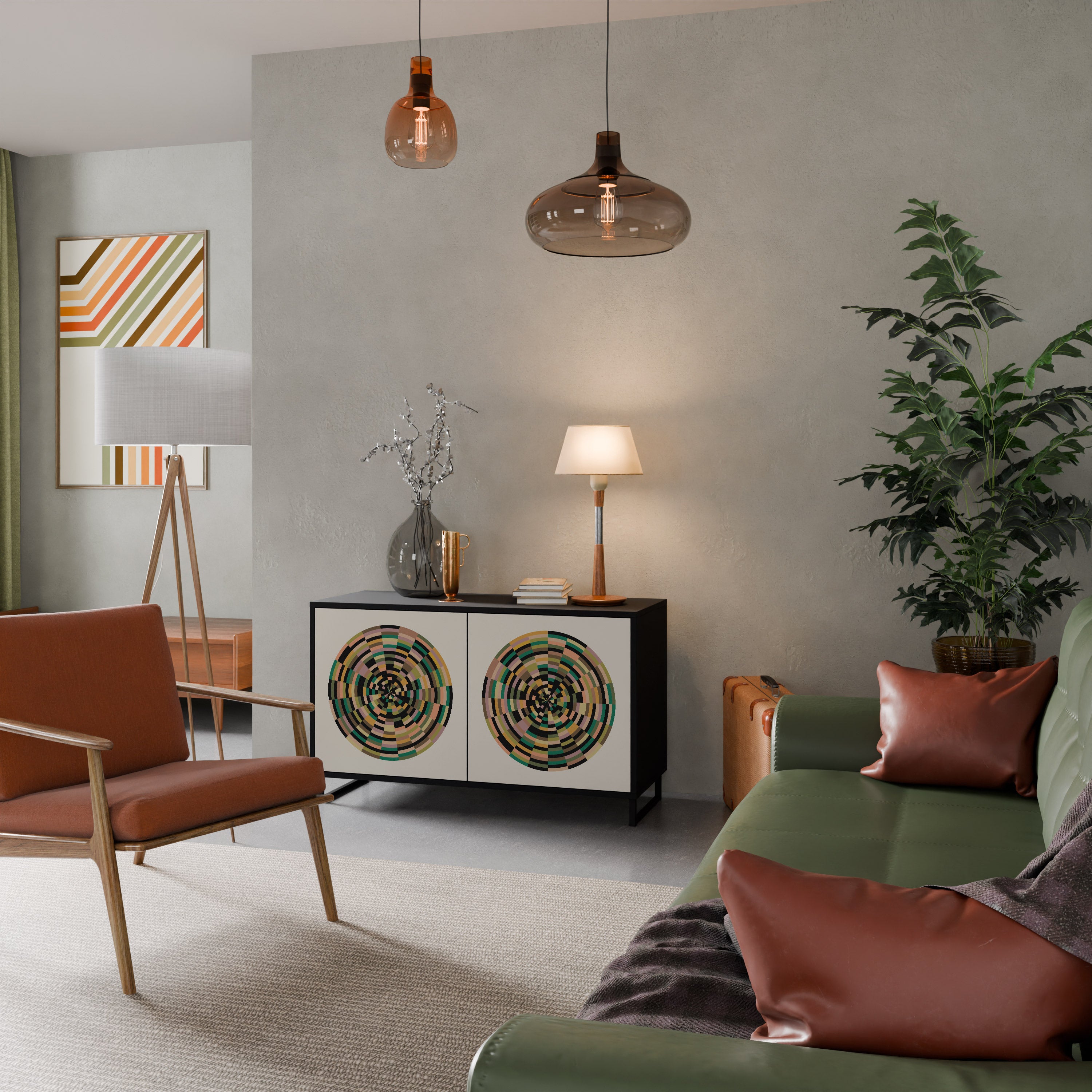 GREEN CIRCLES 2-Door Sideboard in Black Finish