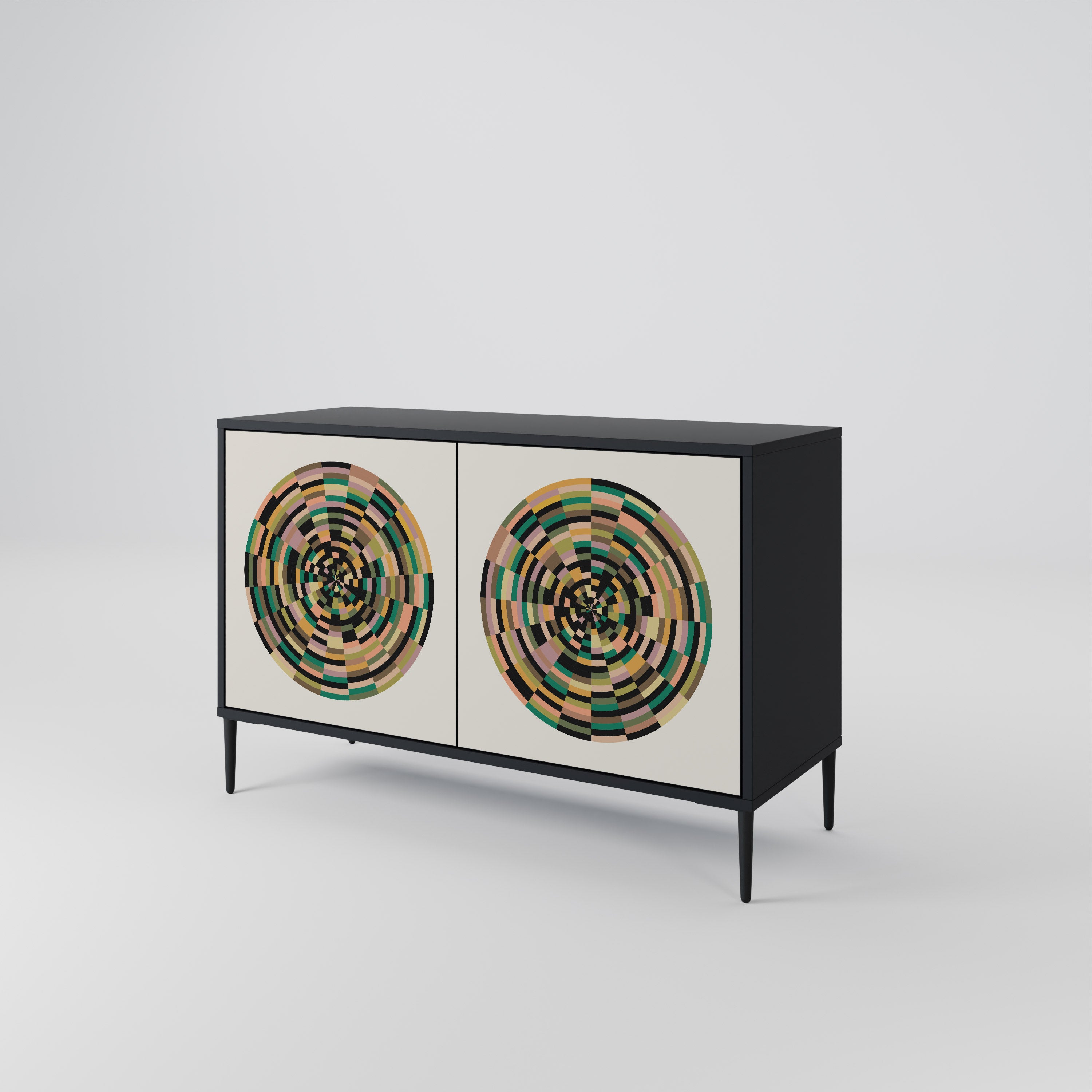 GREEN CIRCLES 2-Door Sideboard in Black Finish