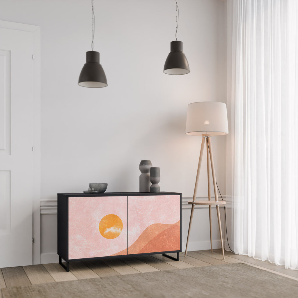 LUMINOUS SUNLIGHT 2-Door Sideboard in Black Finish