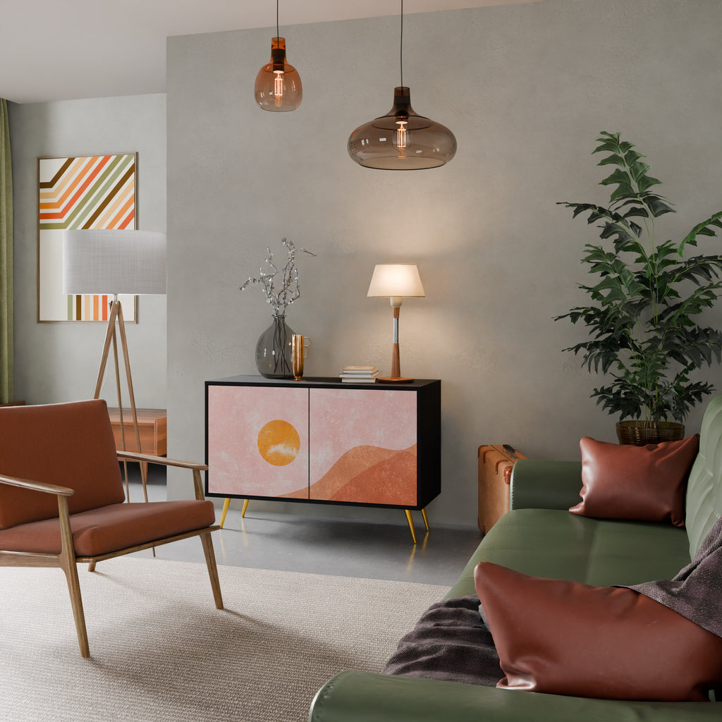 LUMINOUS SUNLIGHT 2-Door Sideboard in Black Finish