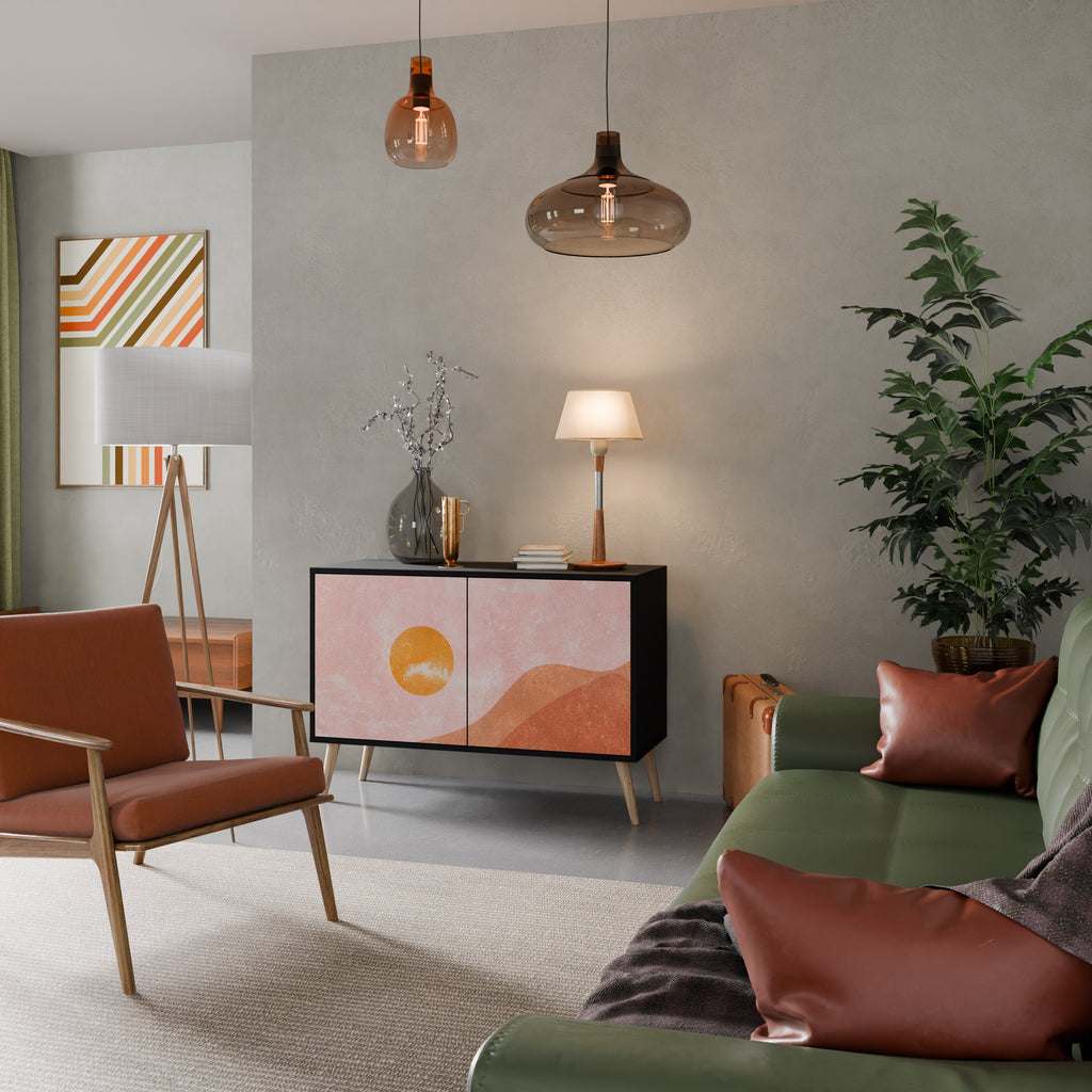 LUMINOUS SUNLIGHT 2-Door Sideboard in Black Finish