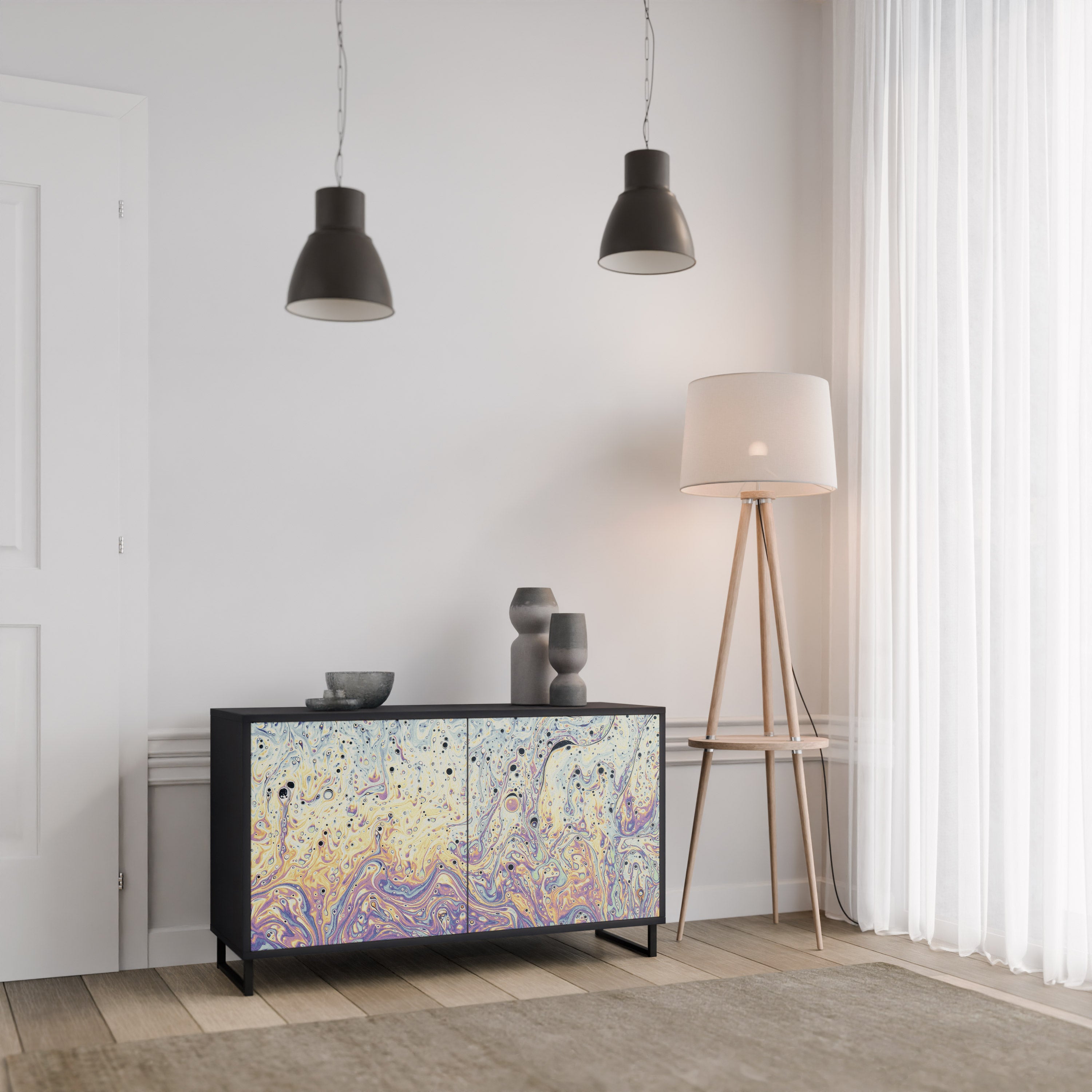 MOSAIC OF COLORS 2-Door Sideboard in Black Finish