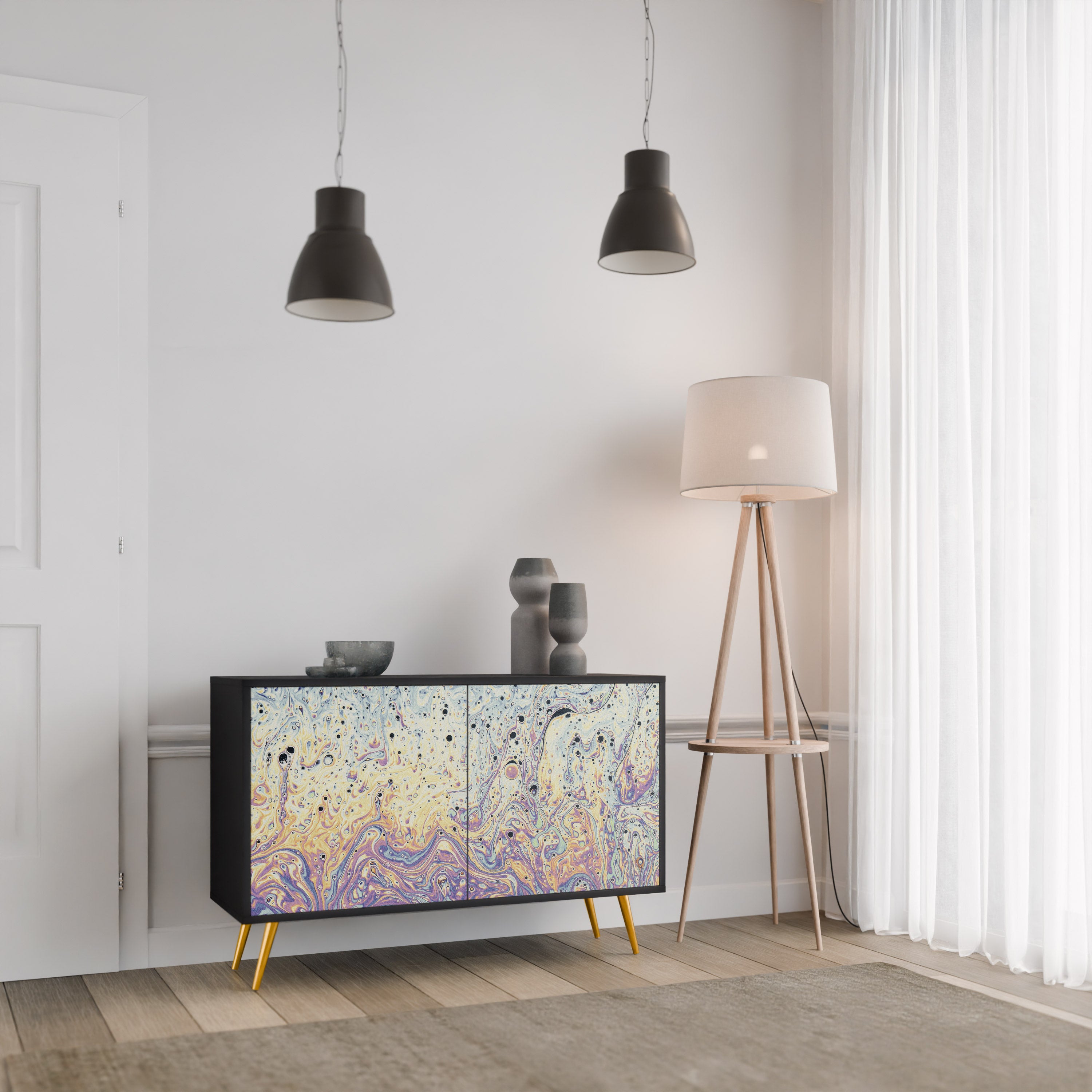 MOSAIC OF COLORS 2-Door Sideboard in Black Finish