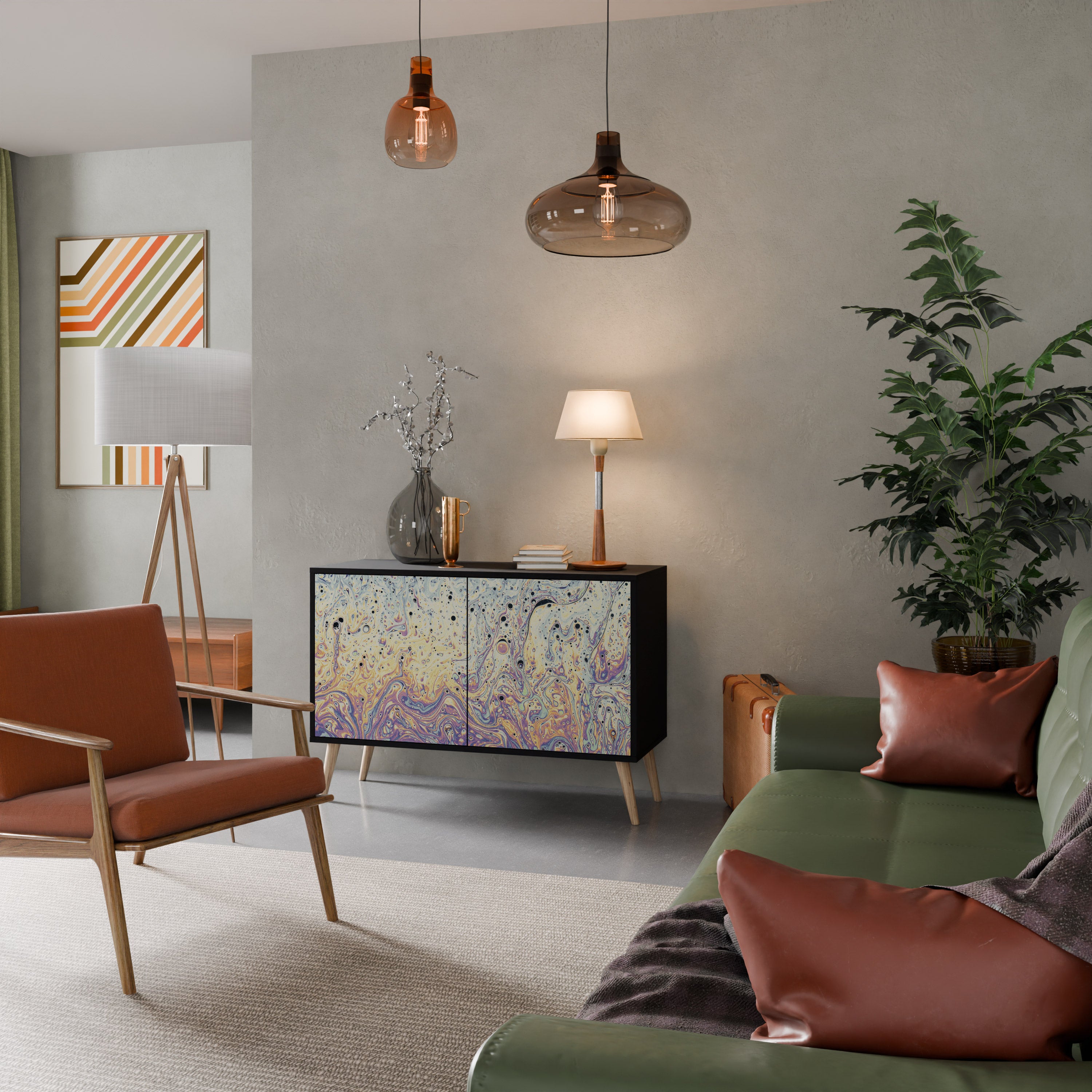 MOSAIC OF COLORS 2-Door Sideboard in Black Finish