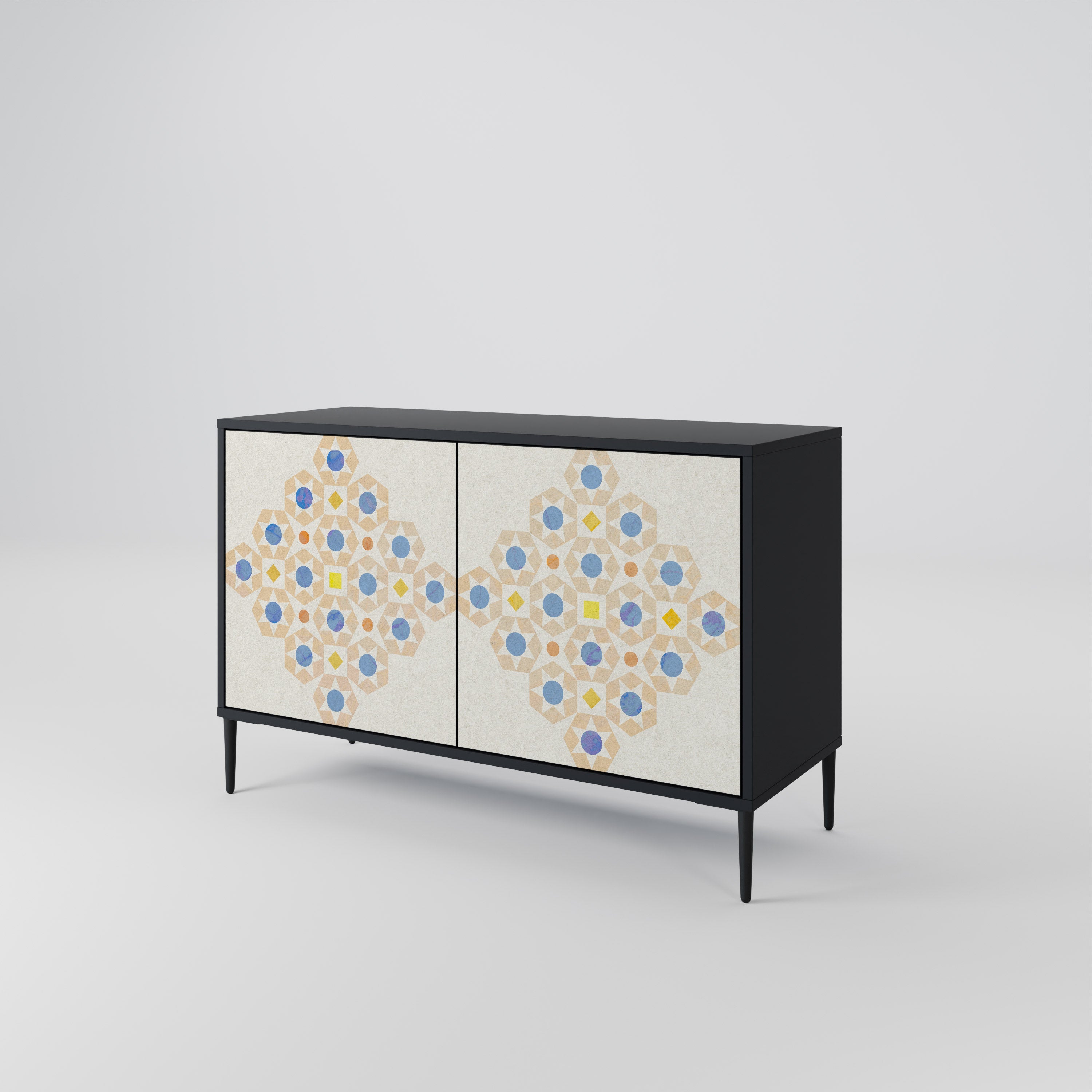 PATTERNED PRISM 2-Door Sideboard in Black Finish