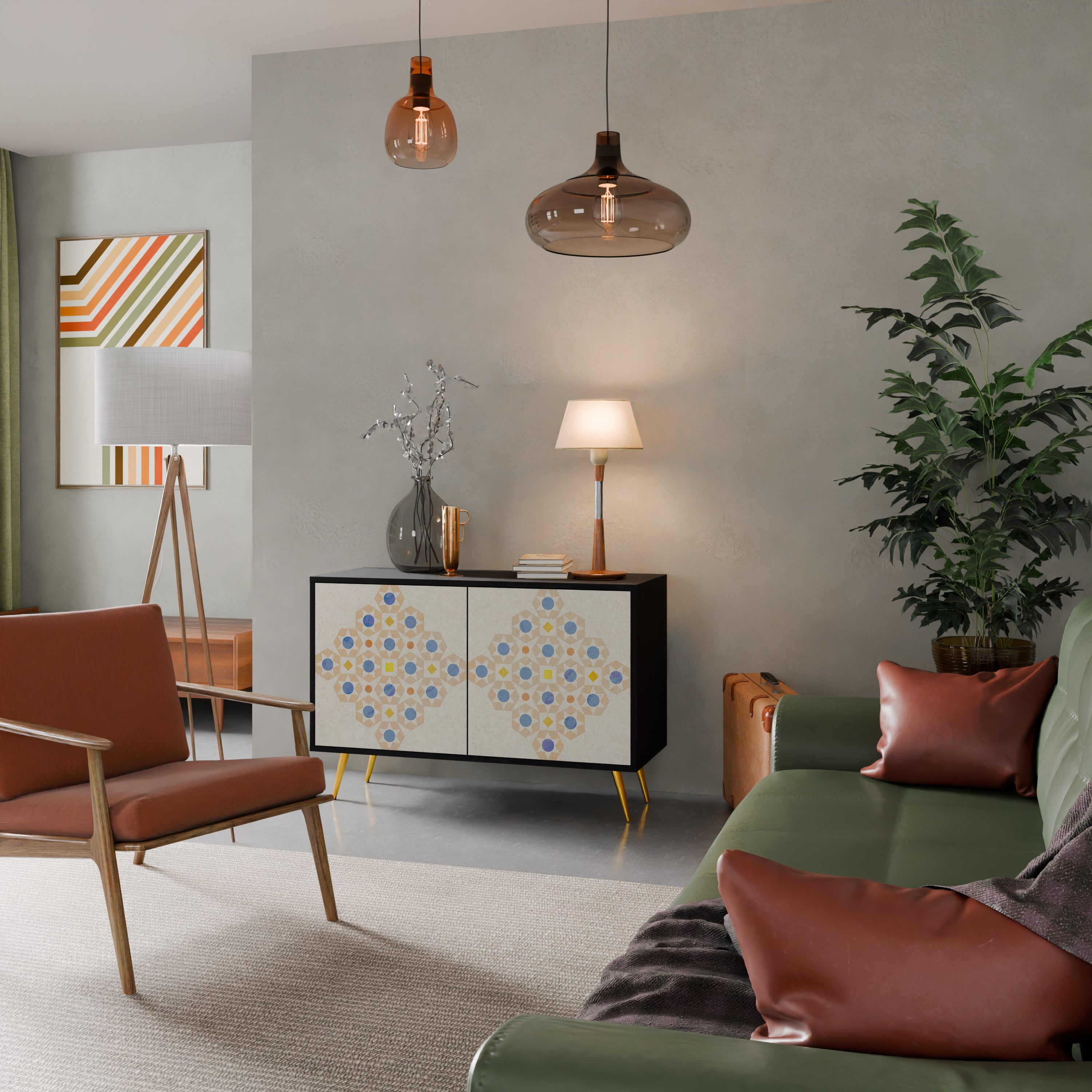 PATTERNED PRISM 2-Door Sideboard in Black Finish