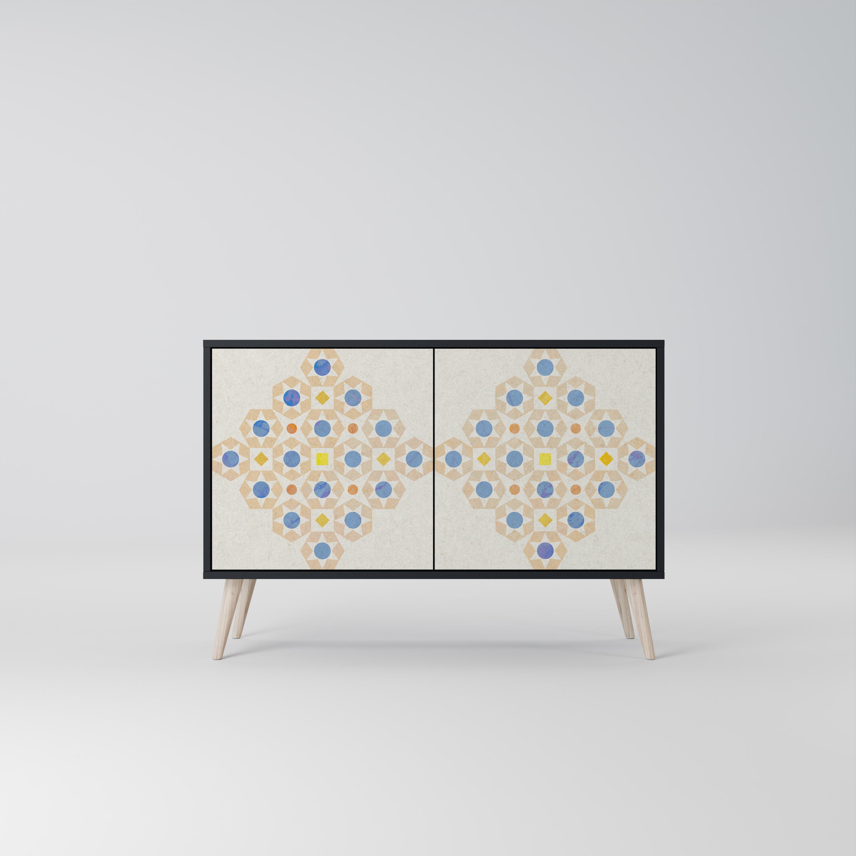 PATTERNED PRISM 2-Door Sideboard in Black Finish