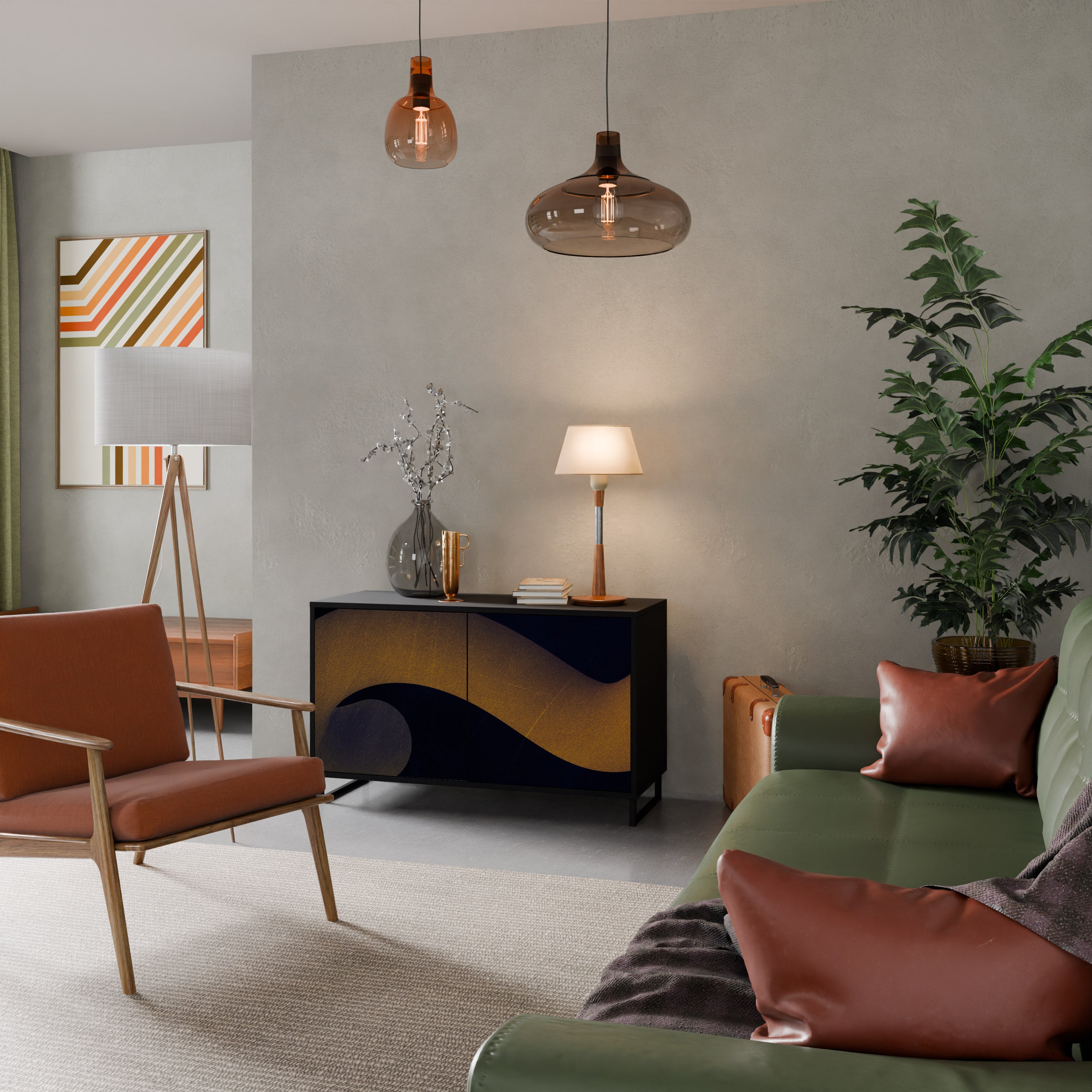 HOLLOW TIME 2-Door Sideboard in Black Finish