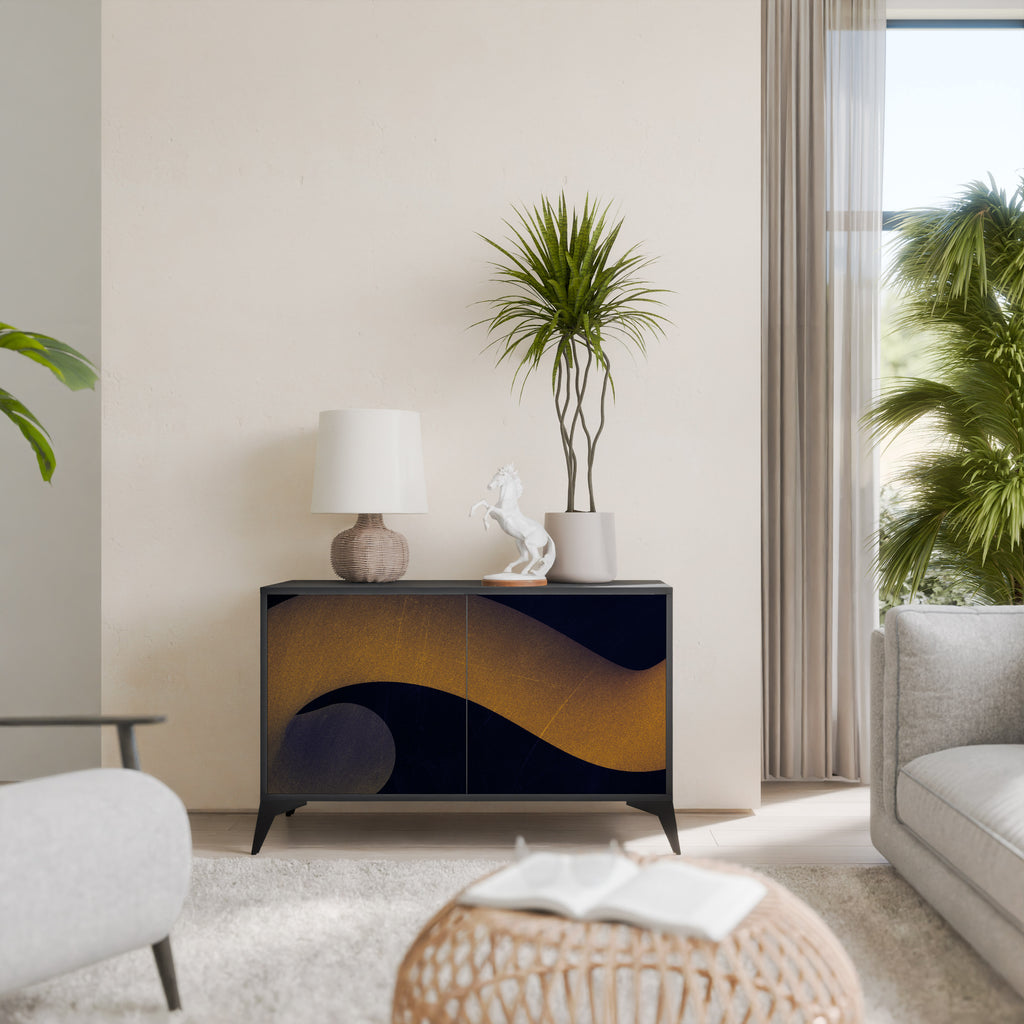 HOLLOW TIME 2-Door Sideboard in Black Finish