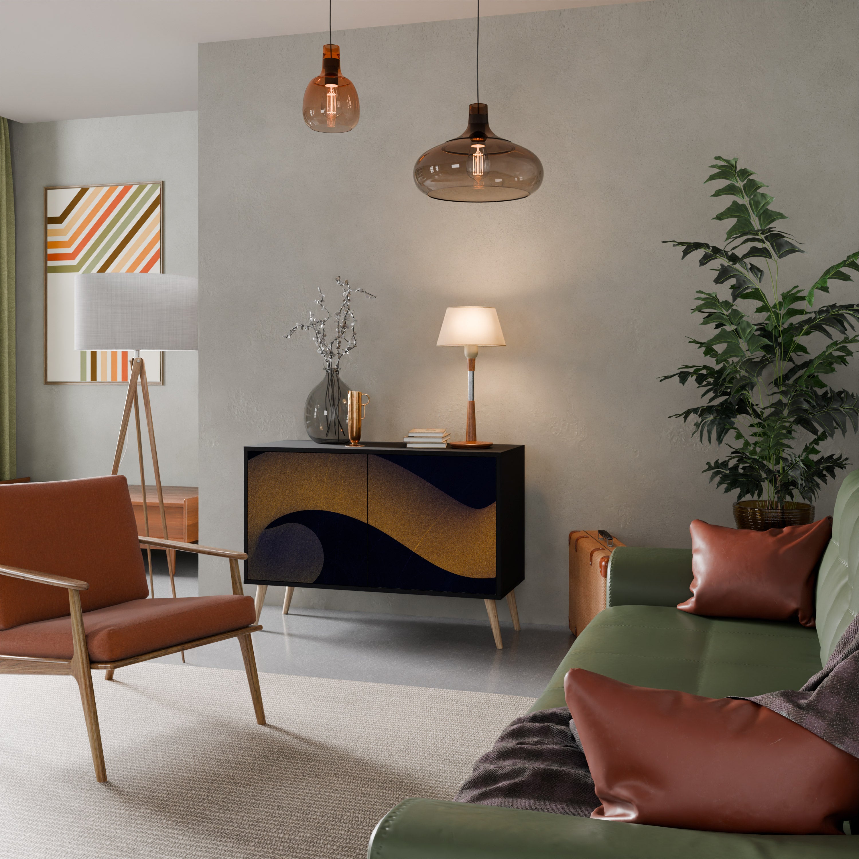 HOLLOW TIME 2-Door Sideboard in Black Finish