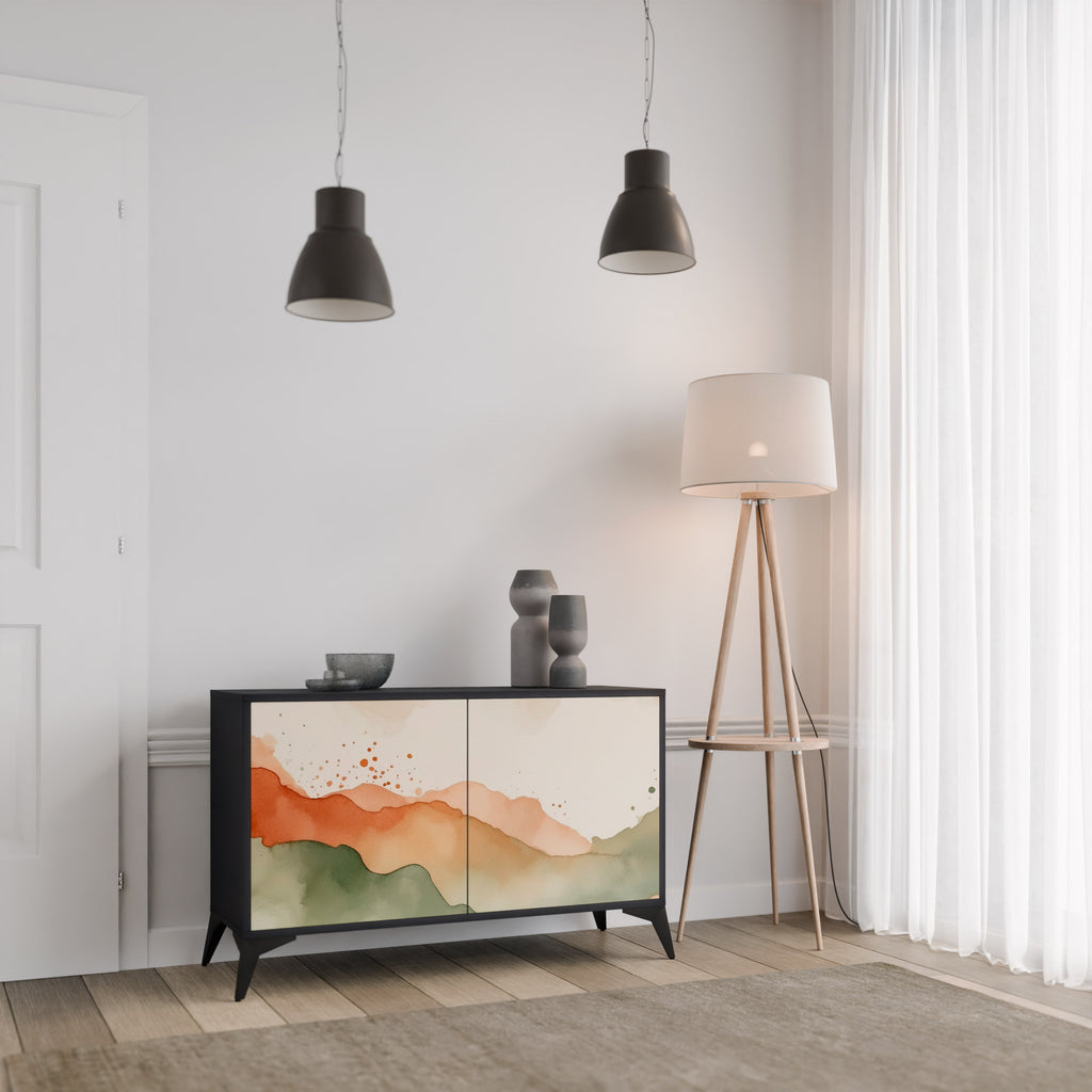 WATERCOLOUR PEAKS 2-Door Sideboard in Black Finish