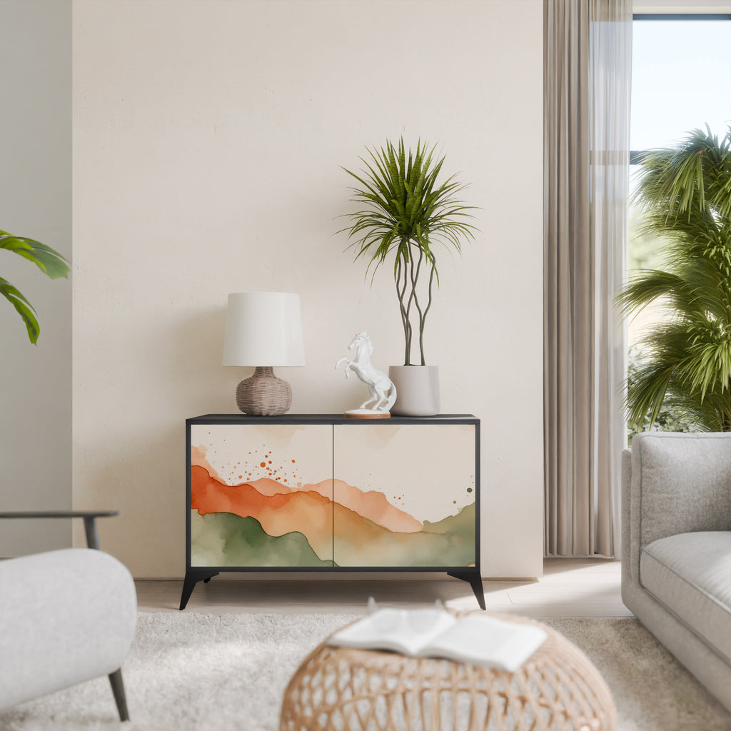 WATERCOLOUR PEAKS 2-Door Sideboard in Black Finish