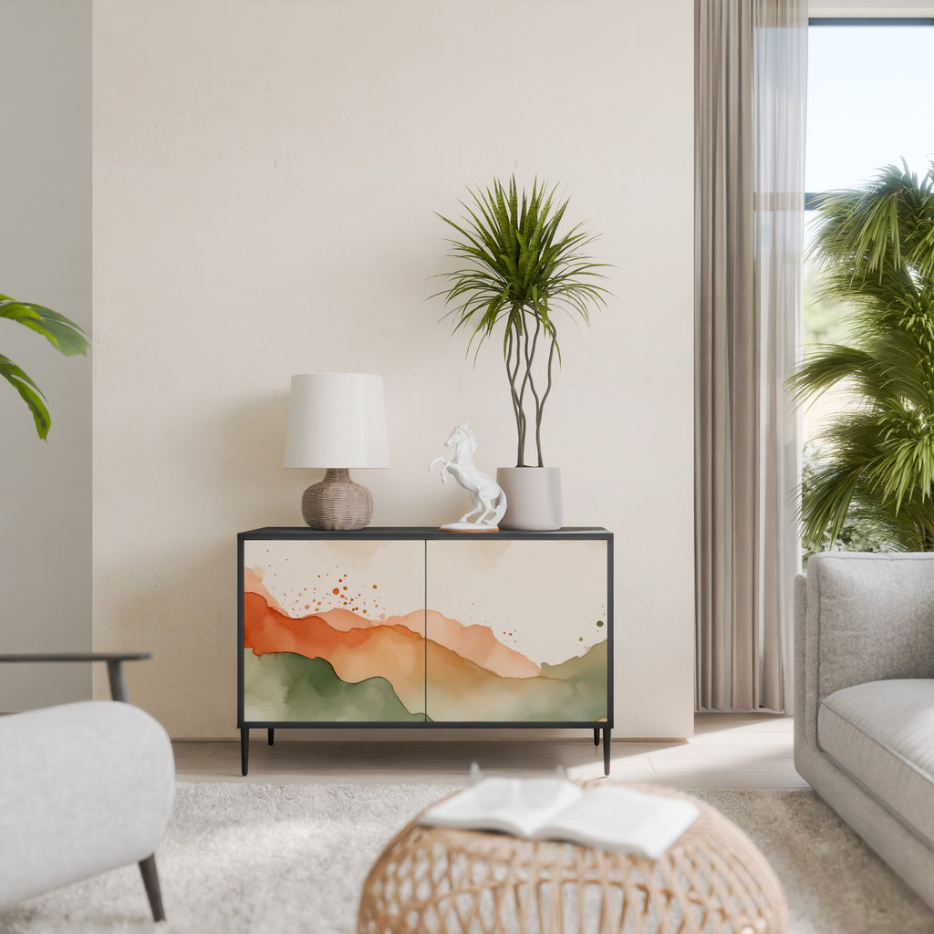 WATERCOLOUR PEAKS 2-Door Sideboard in Black Finish