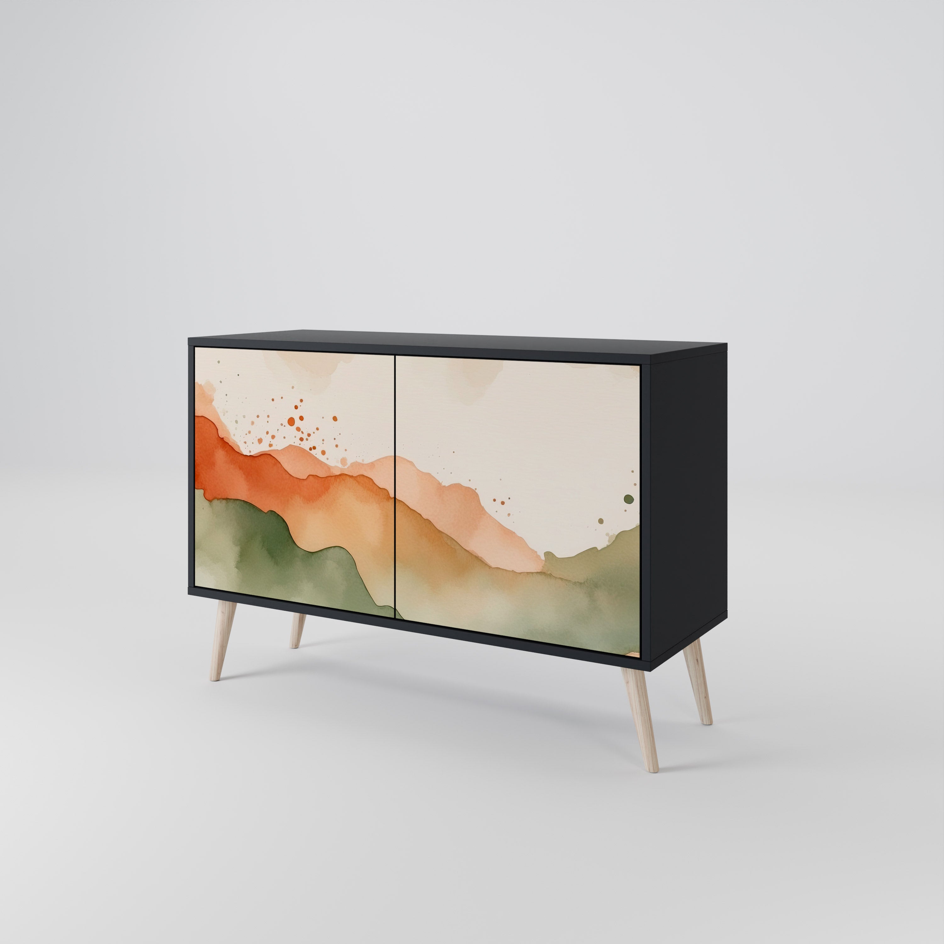 WATERCOLOUR PEAKS 2-Door Sideboard in Black Finish