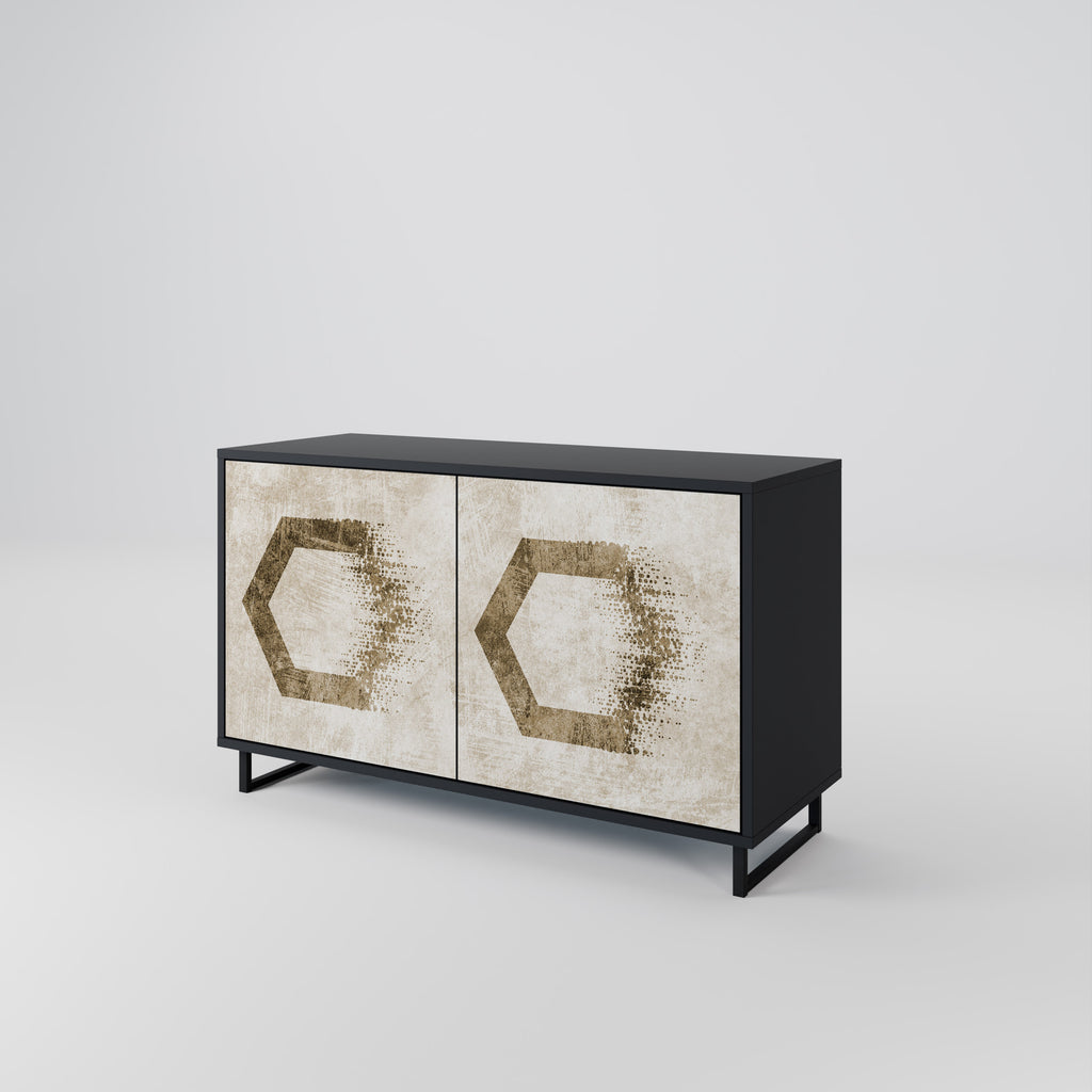 HEXAGONAL SHAPES 2-Door Sideboard in Black Finish