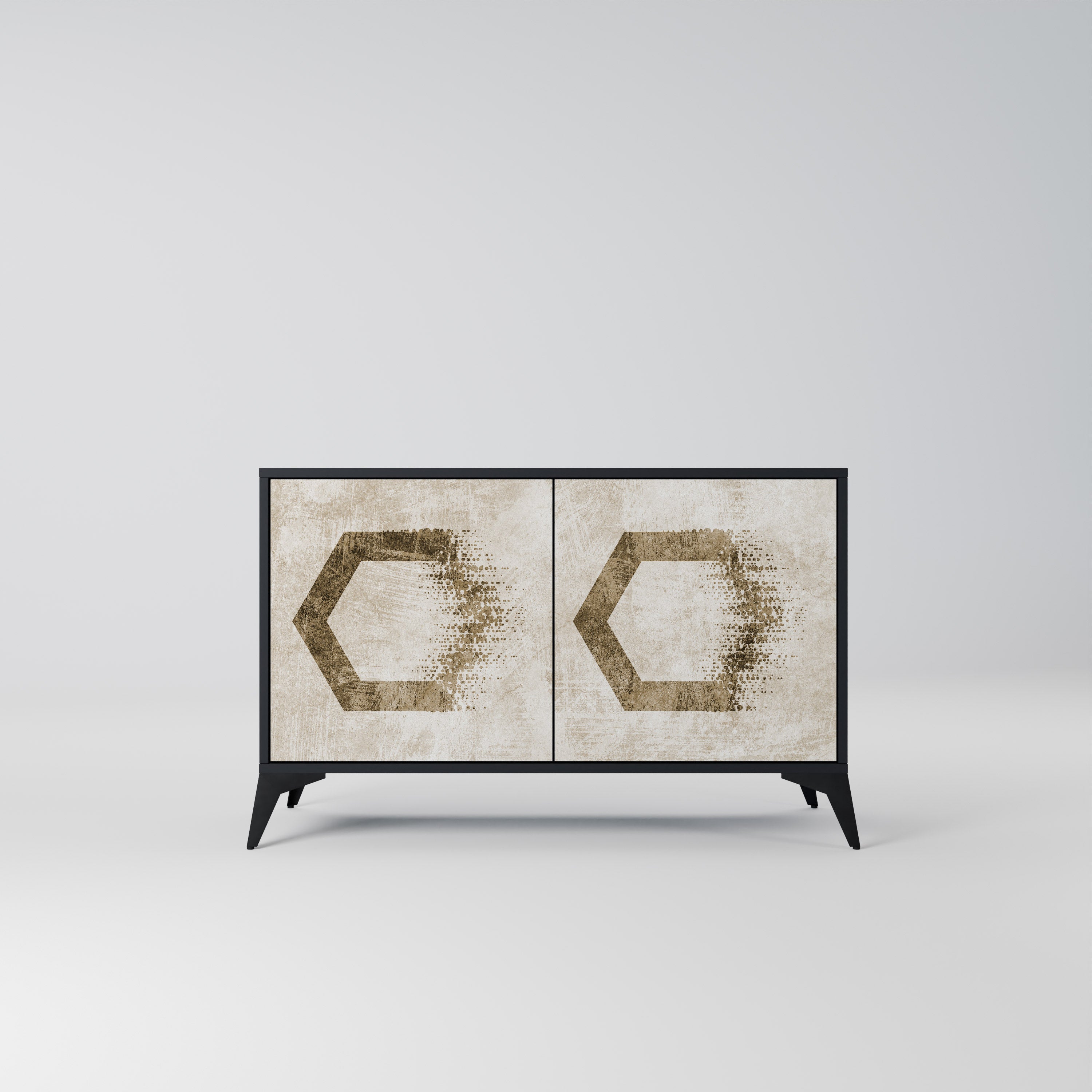 HEXAGONAL SHAPES 2-Door Sideboard in Black Finish