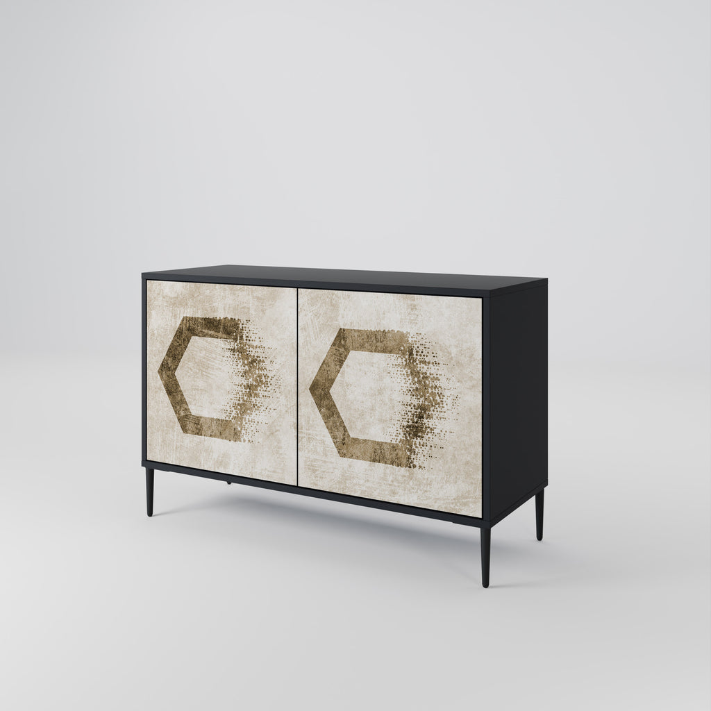 HEXAGONAL SHAPES 2-Door Sideboard in Black Finish