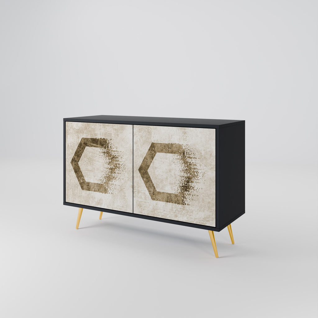 HEXAGONAL SHAPES 2-Door Sideboard in Black Finish