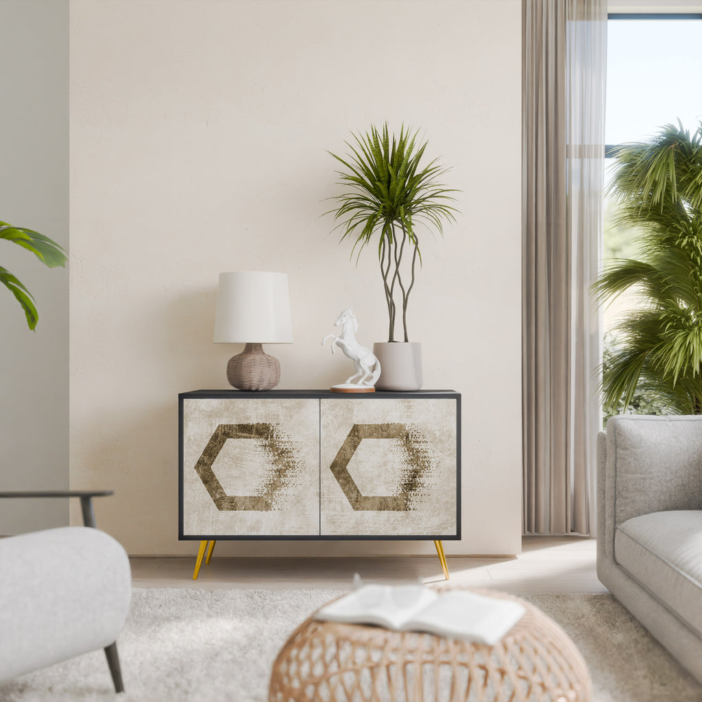HEXAGONAL SHAPES 2-Door Sideboard in Black Finish