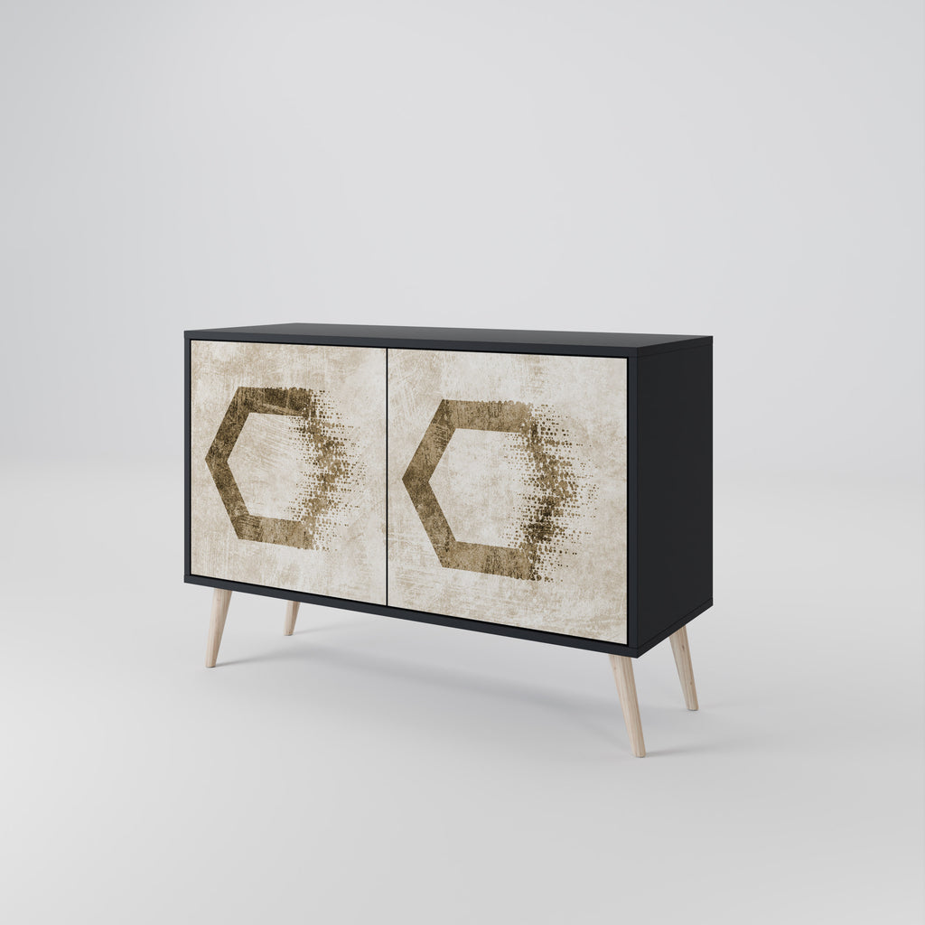 HEXAGONAL SHAPES 2-Door Sideboard in Black Finish