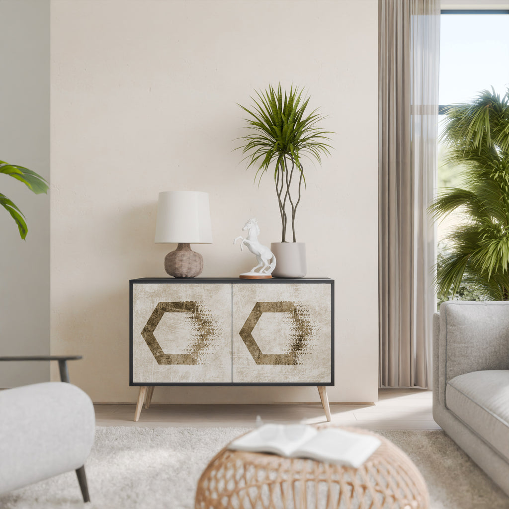 HEXAGONAL SHAPES 2-Door Sideboard in Black Finish