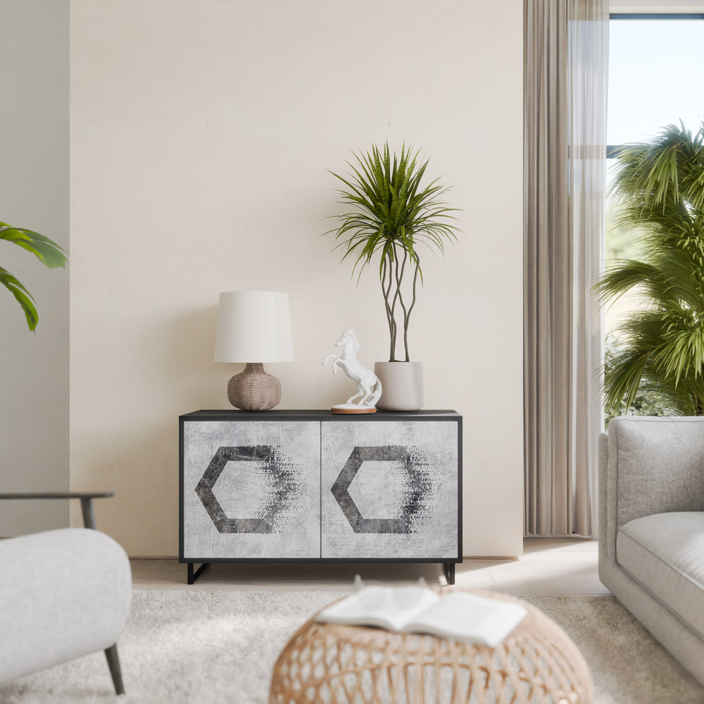 HEXAGONAL FIGURES 2-Door Sideboard in Black Finish