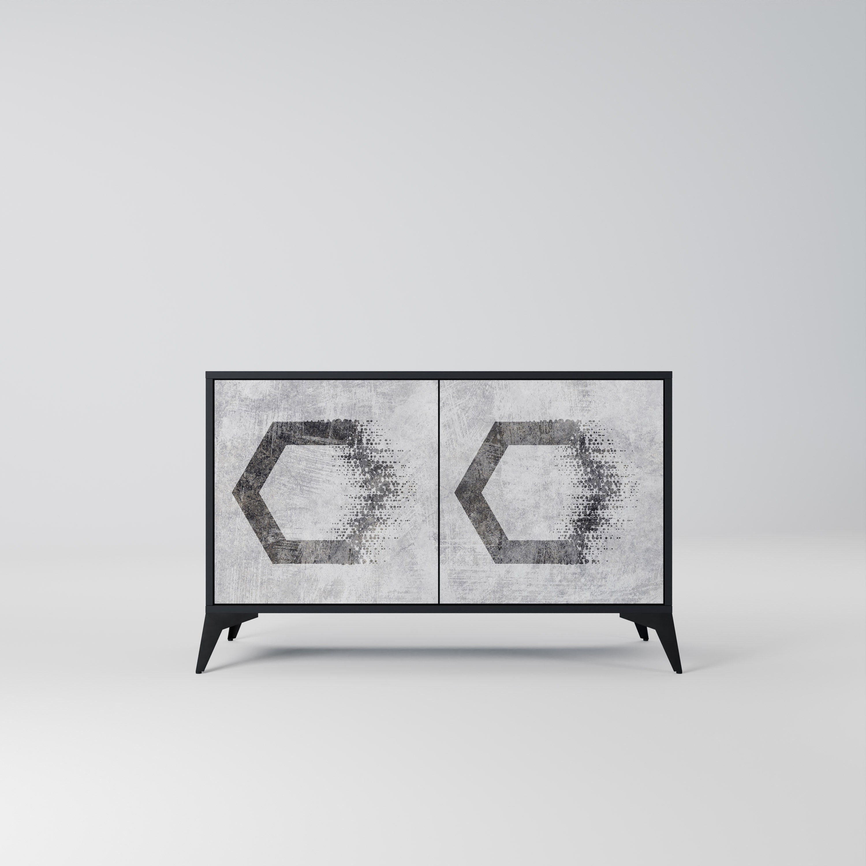 HEXAGONAL FIGURES 2-Door Sideboard in Black Finish