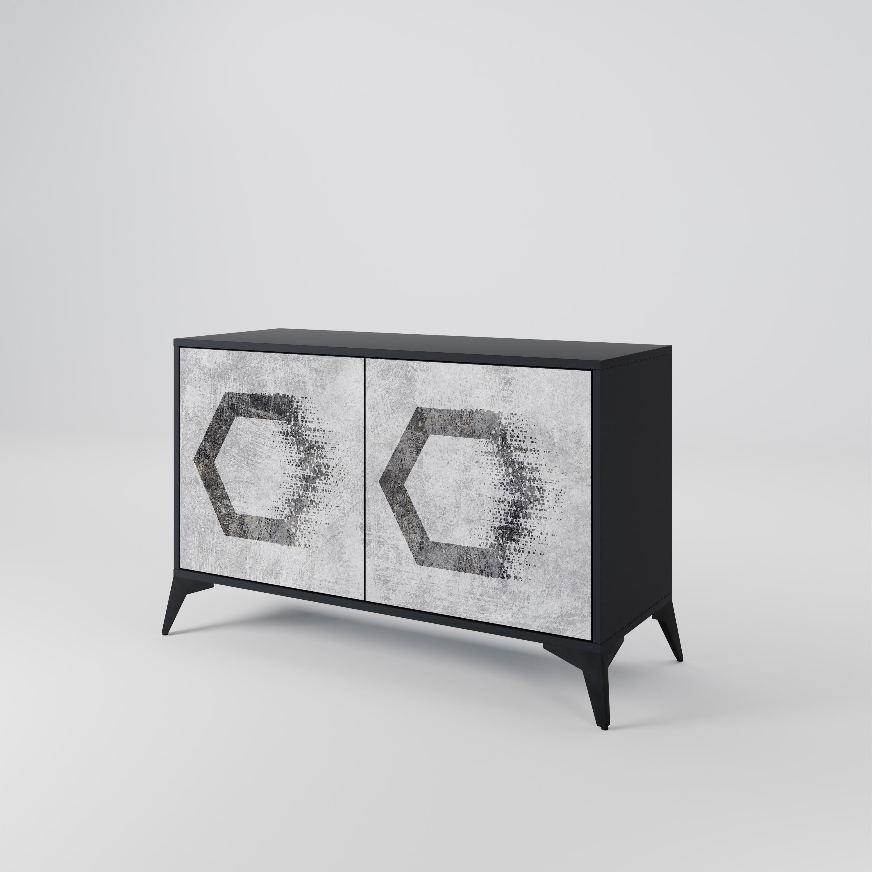 HEXAGONAL FIGURES 2-Door Sideboard in Black Finish