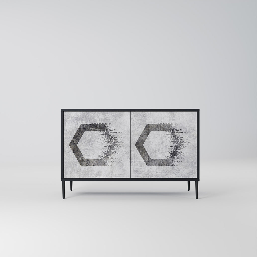 HEXAGONAL FIGURES 2-Door Sideboard in Black Finish