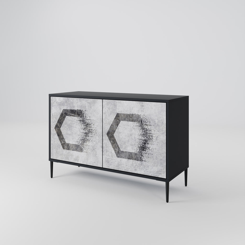HEXAGONAL FIGURES 2-Door Sideboard in Black Finish