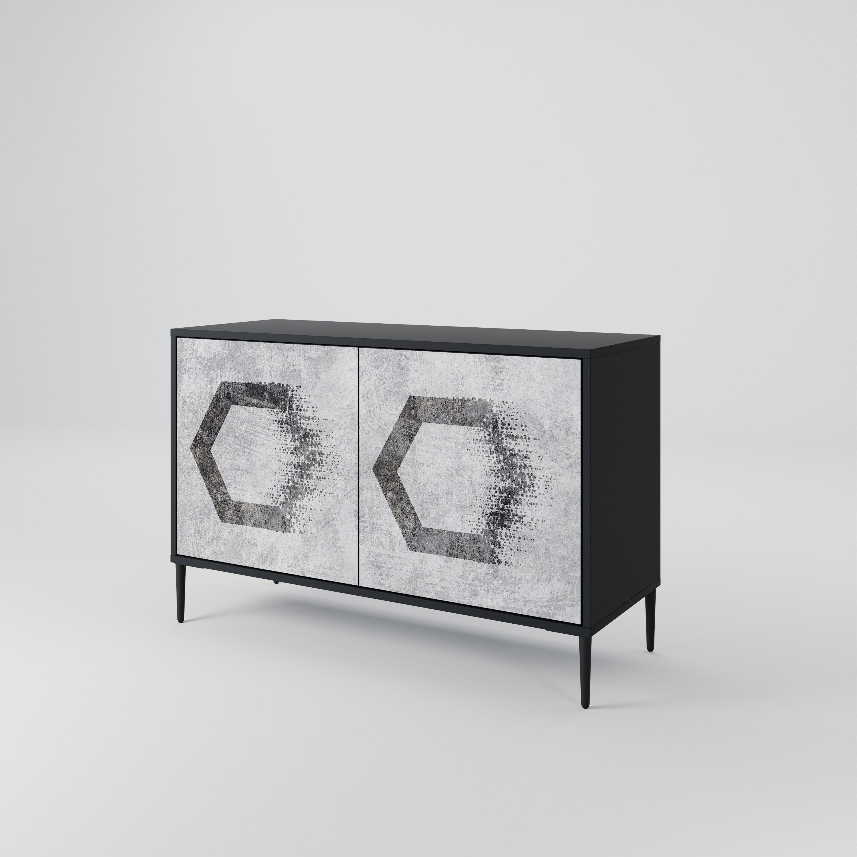 HEXAGONAL FIGURES 2-Door Sideboard in Black Finish