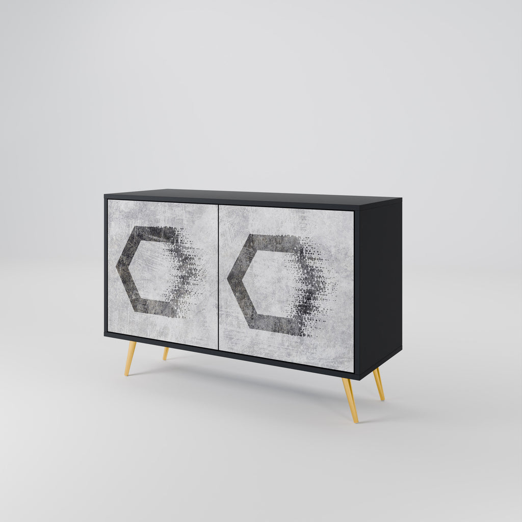 HEXAGONAL FIGURES 2-Door Sideboard in Black Finish