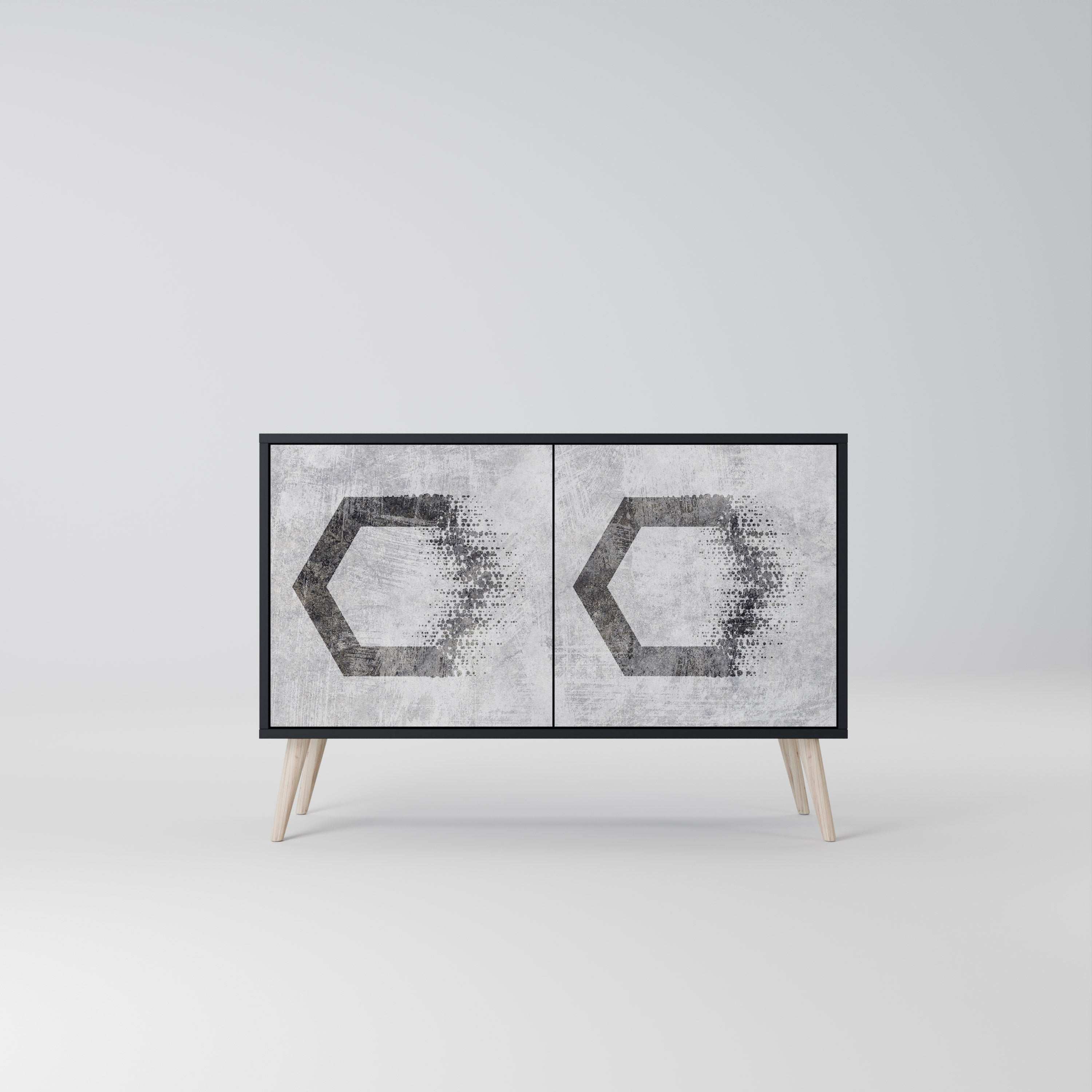 HEXAGONAL FIGURES 2-Door Sideboard in Black Finish