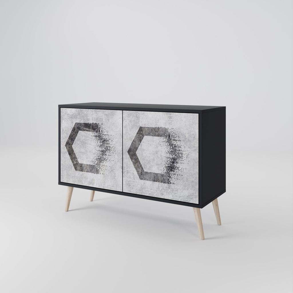 HEXAGONAL FIGURES 2-Door Sideboard in Black Finish