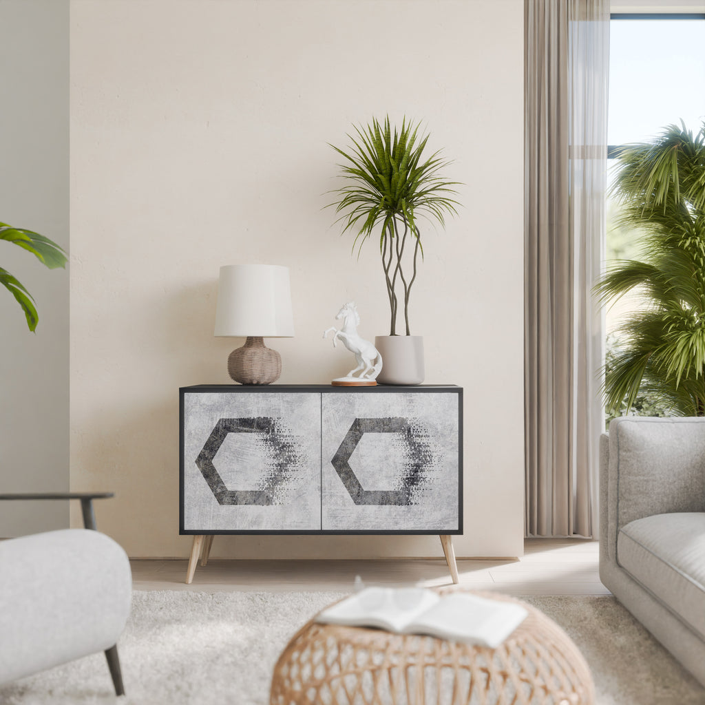 HEXAGONAL FIGURES 2-Door Sideboard in Black Finish