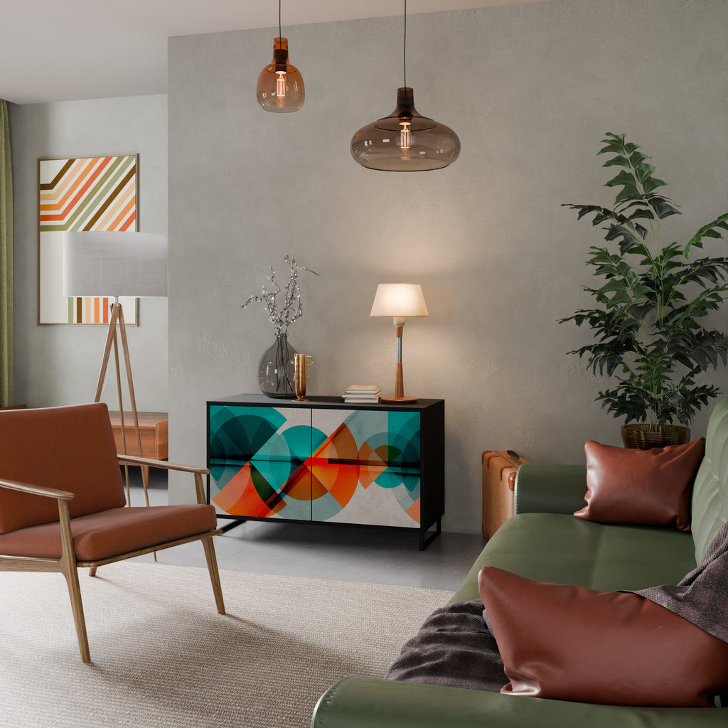 CIRCULAR RHAPSODY 2-Door Sideboard in Black Finish