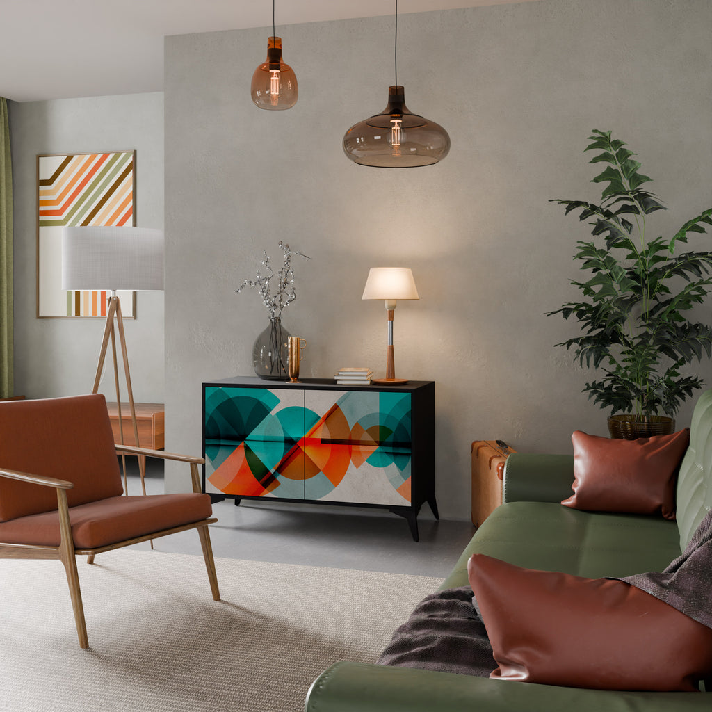 CIRCULAR RHAPSODY 2-Door Sideboard in Black Finish