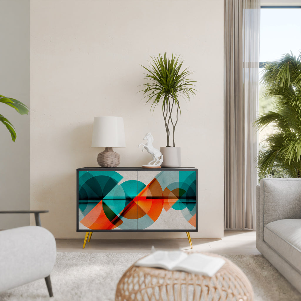 CIRCULAR RHAPSODY 2-Door Sideboard in Black Finish