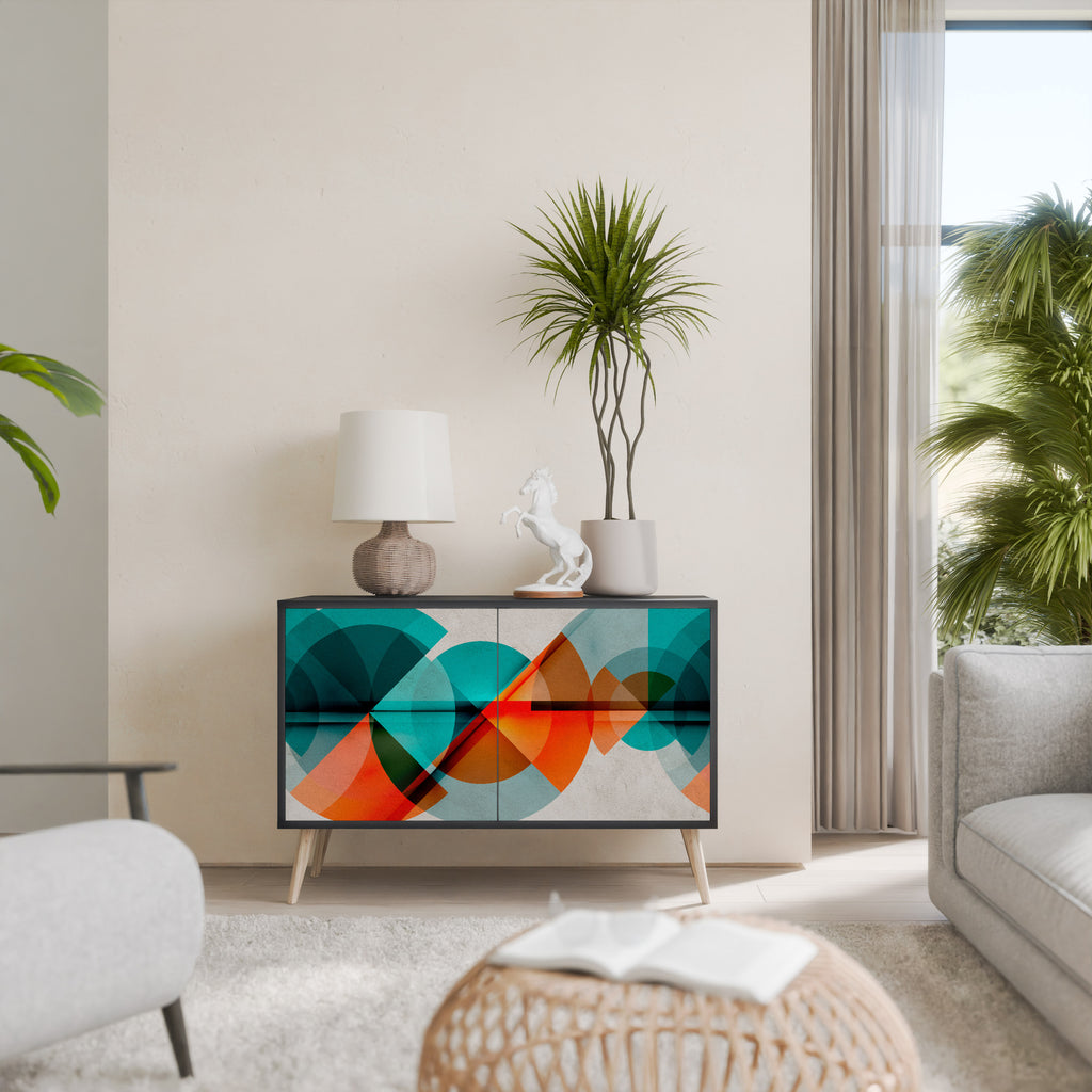 CIRCULAR RHAPSODY 2-Door Sideboard in Black Finish