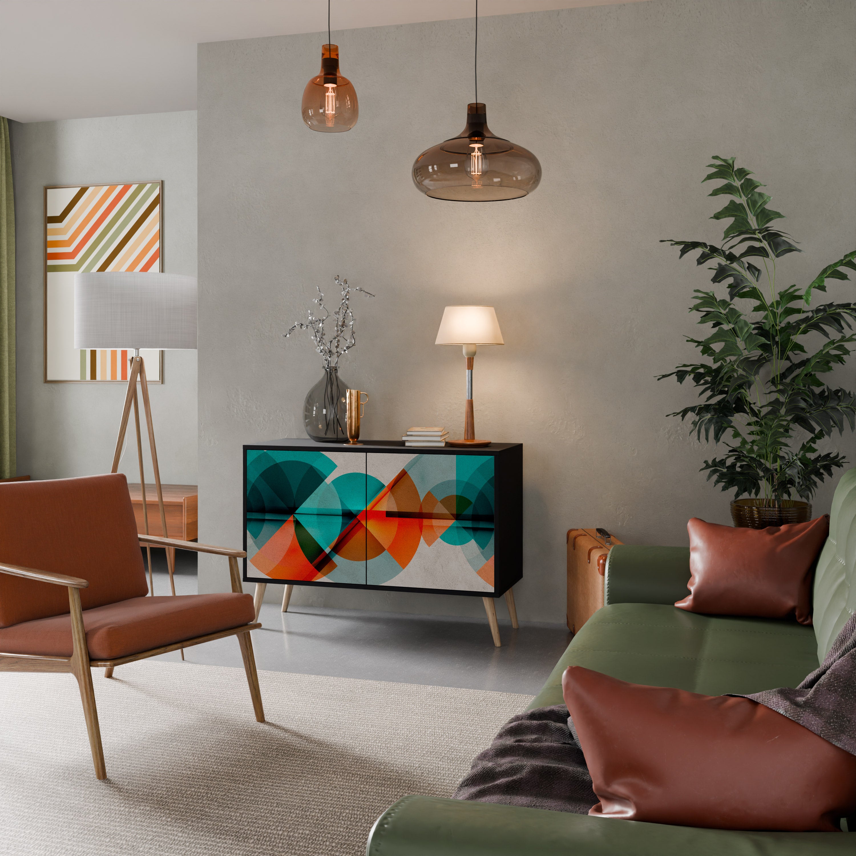 CIRCULAR RHAPSODY 2-Door Sideboard in Black Finish