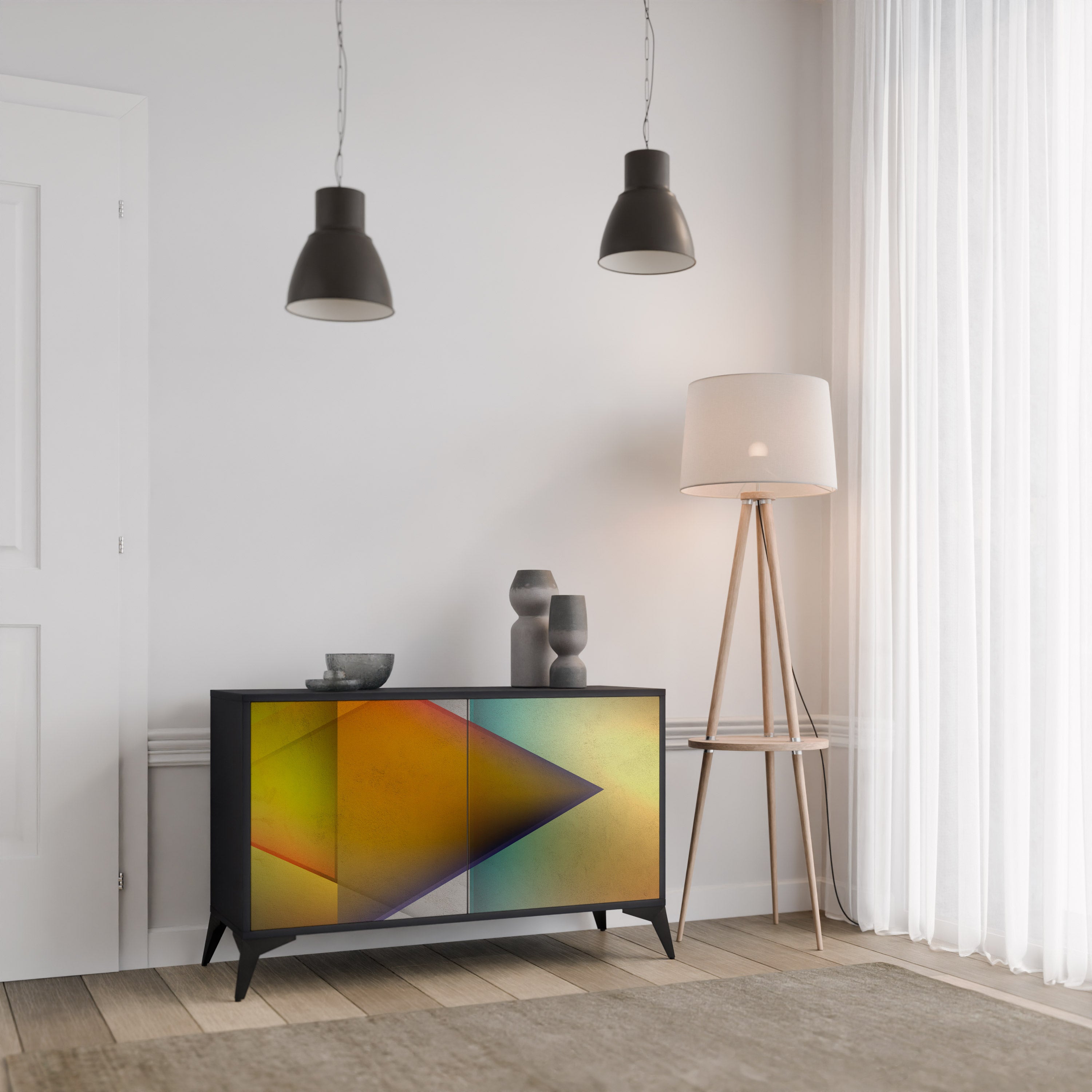 PIERCING SHARPNESS 2-Door Sideboard in Black Finish